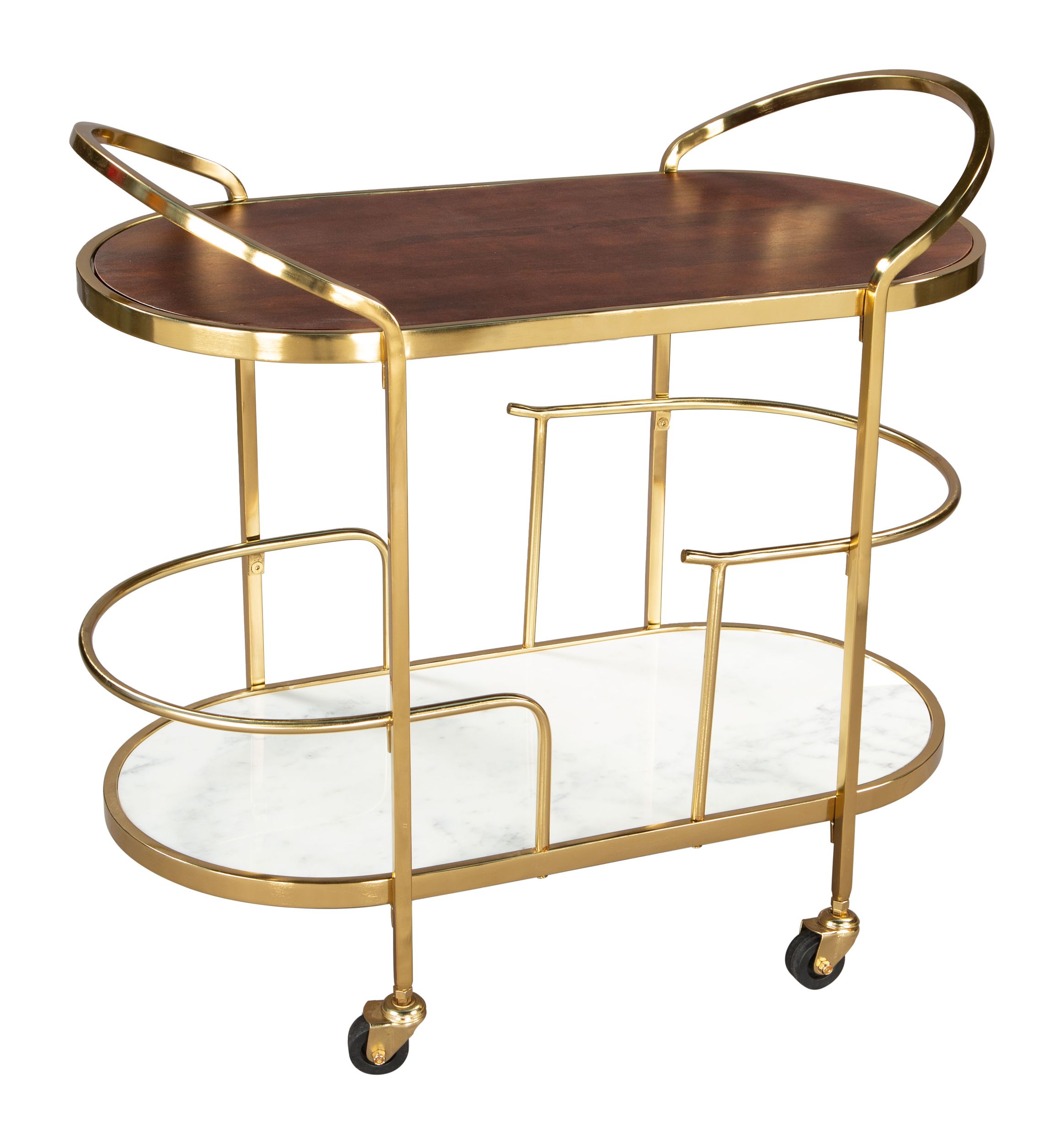 Antalya Wood/Marble/Iron Bar Cart
