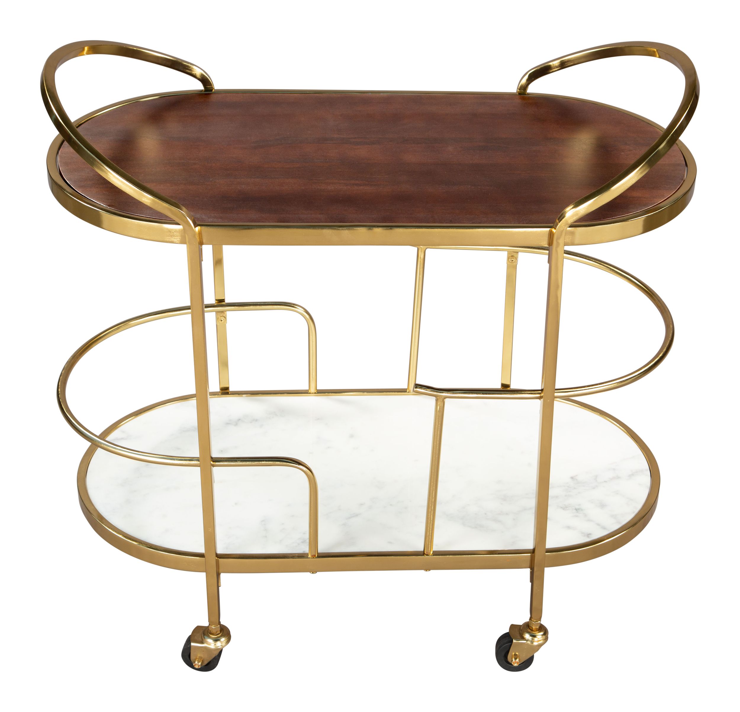 Antalya Wood/Marble/Iron Bar Cart