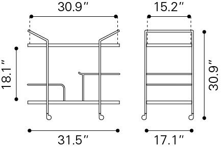 Antalya Wood/Marble/Iron Bar Cart