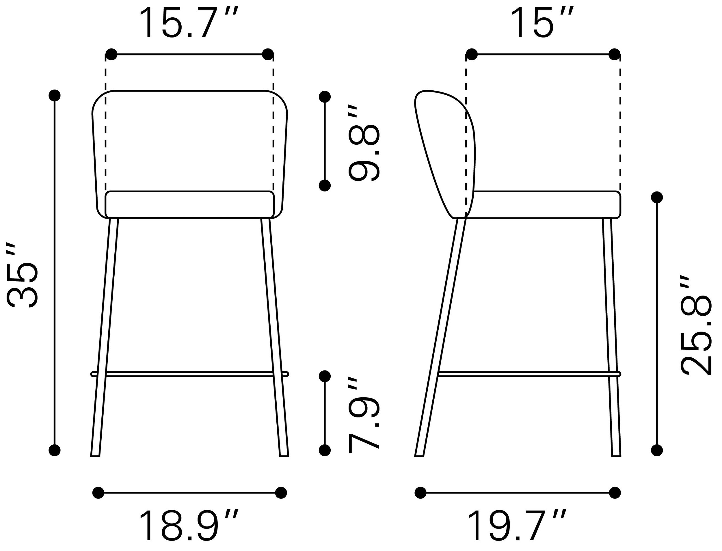 Linz Faux Leather/Steel Counter Stool