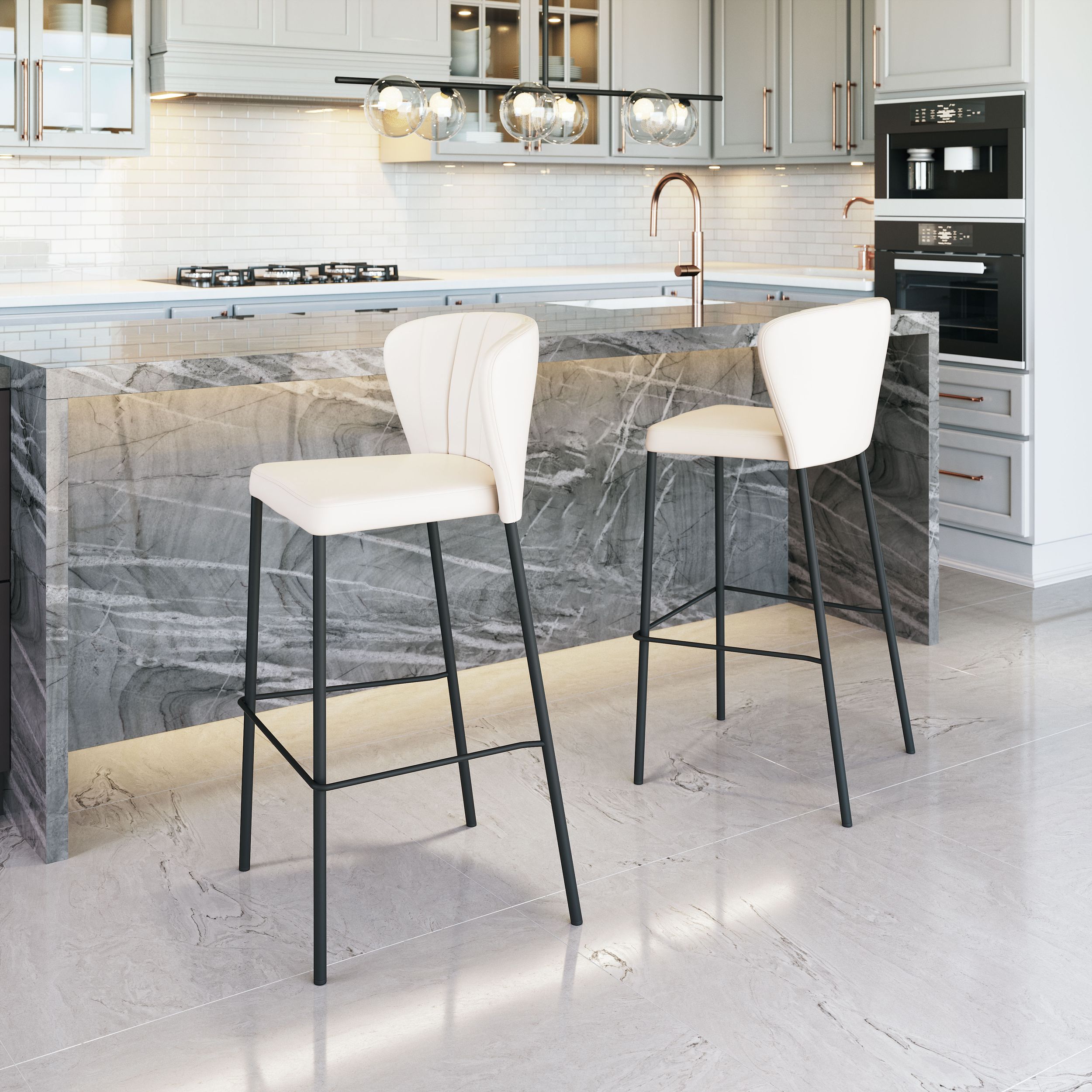 Linz Faux Leather/Steel Barstool