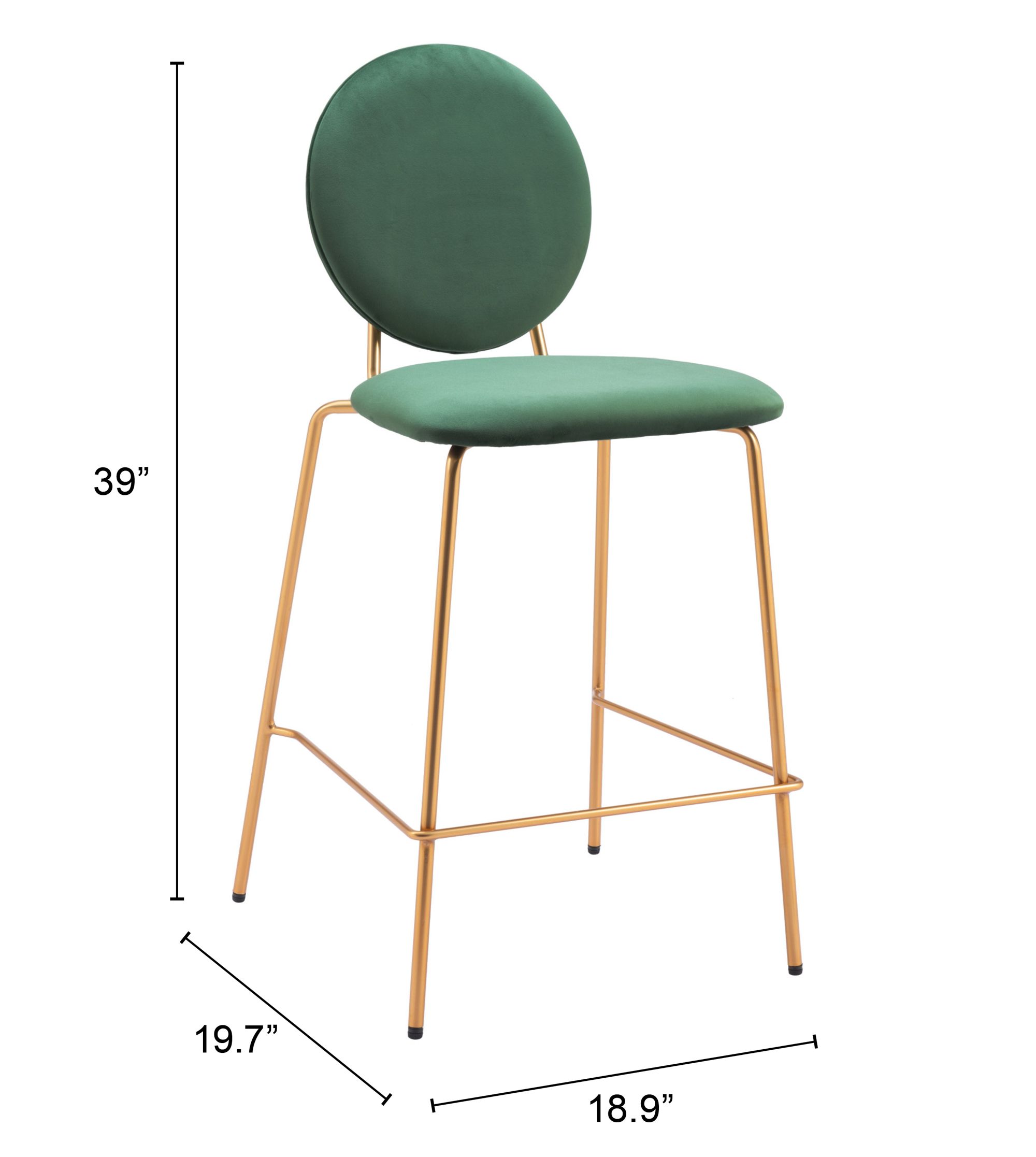 Odessa Velvet/Steel Counter Stool