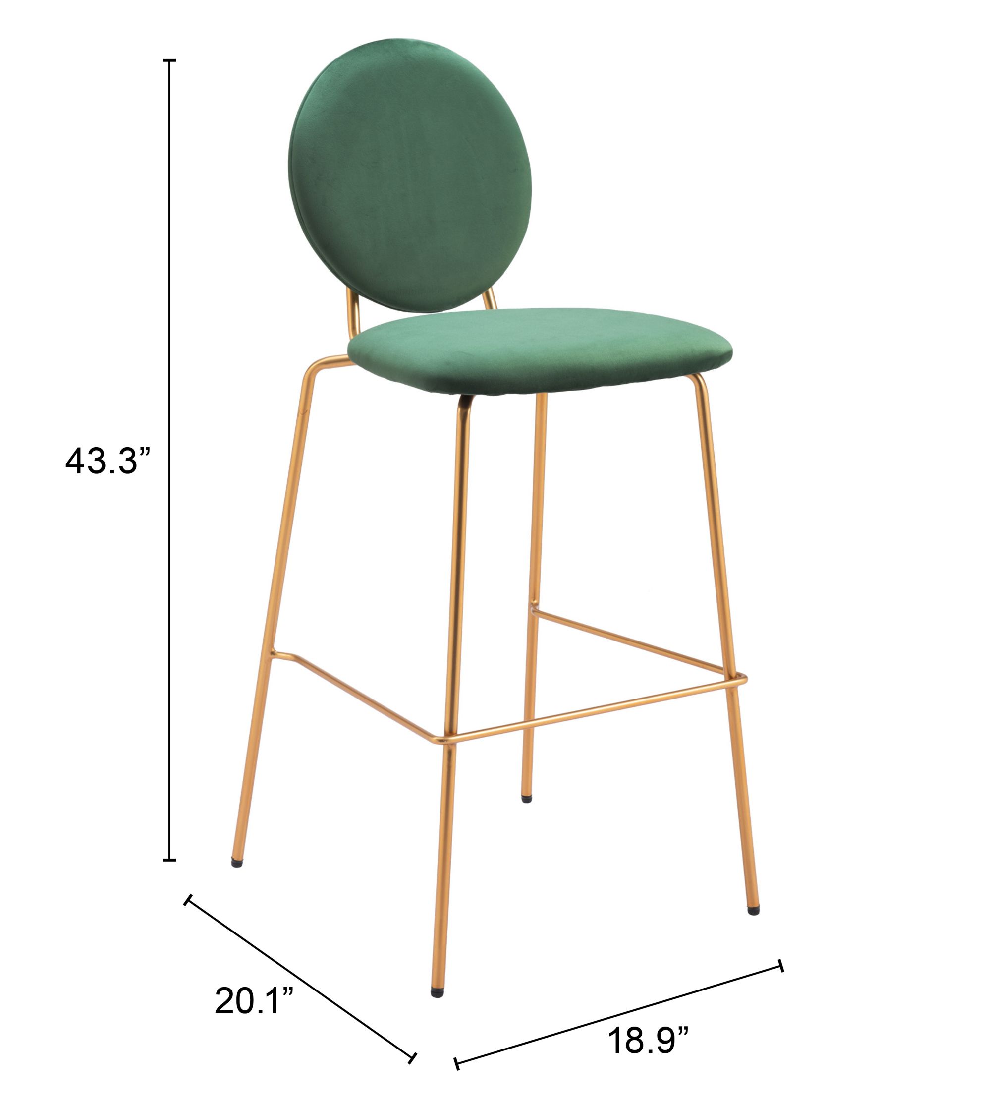 Odessa Velvet/Steel Barstool