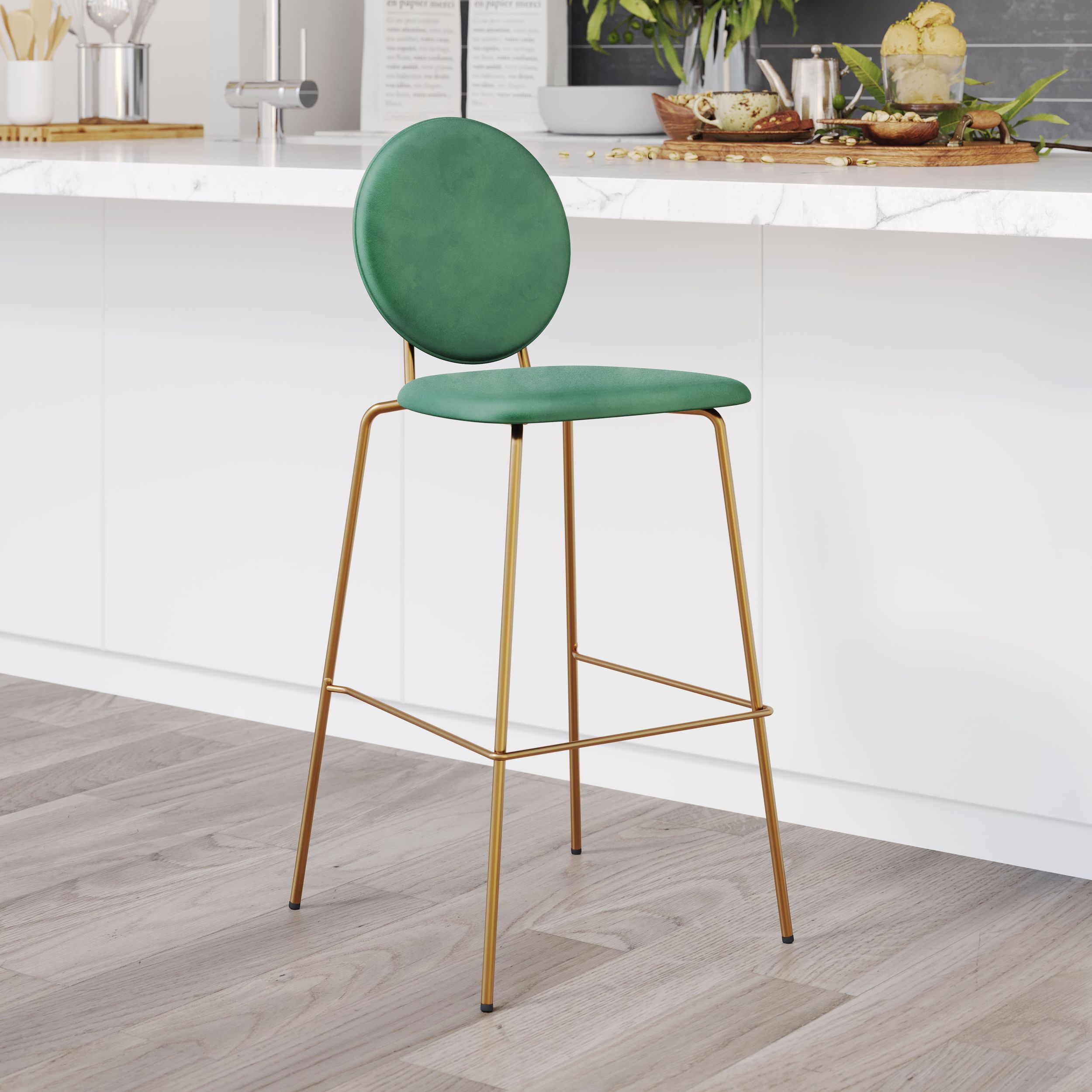 Odessa Velvet/Steel Barstool