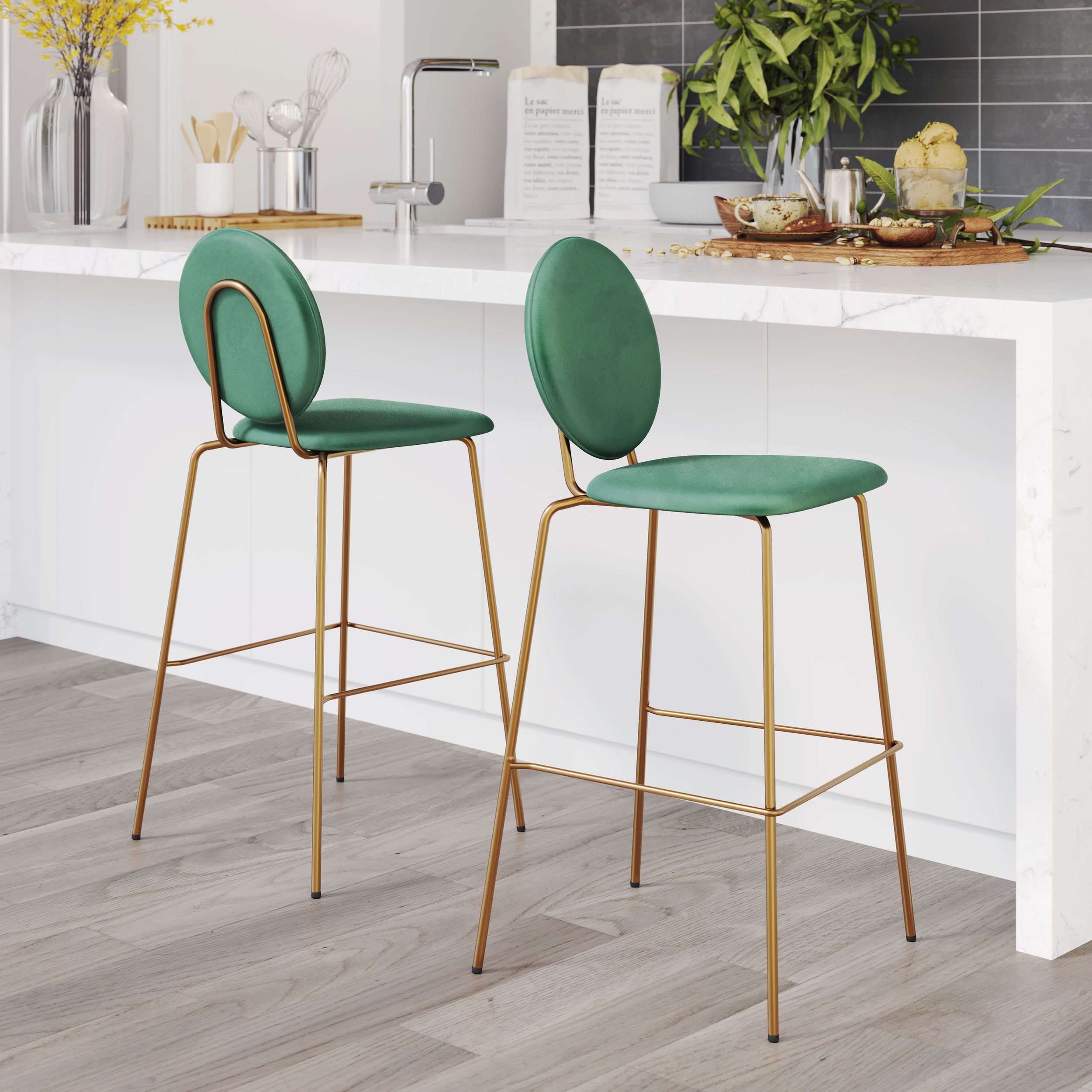Odessa Velvet/Steel Barstool