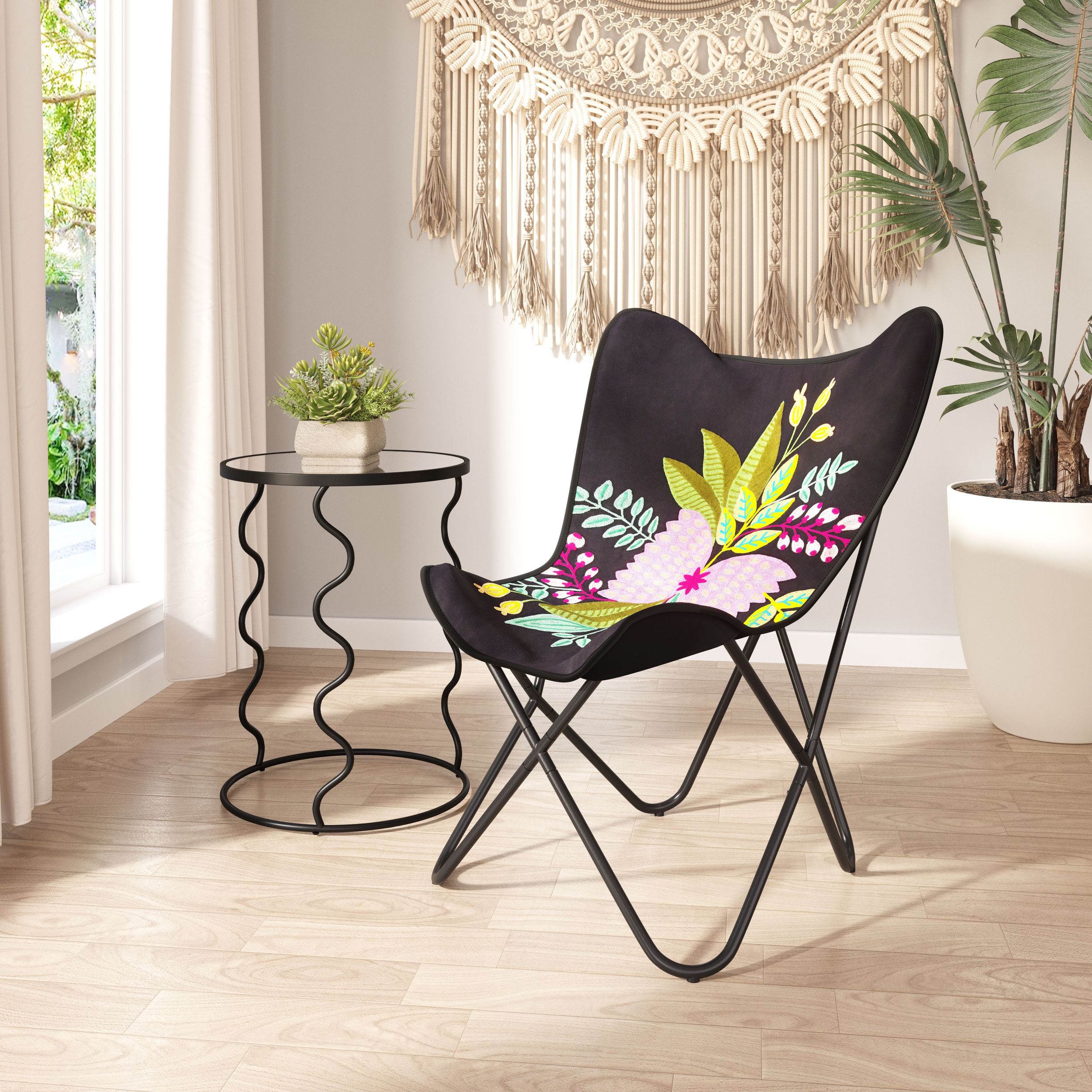 Mare Cotton/Iron Accent Chair