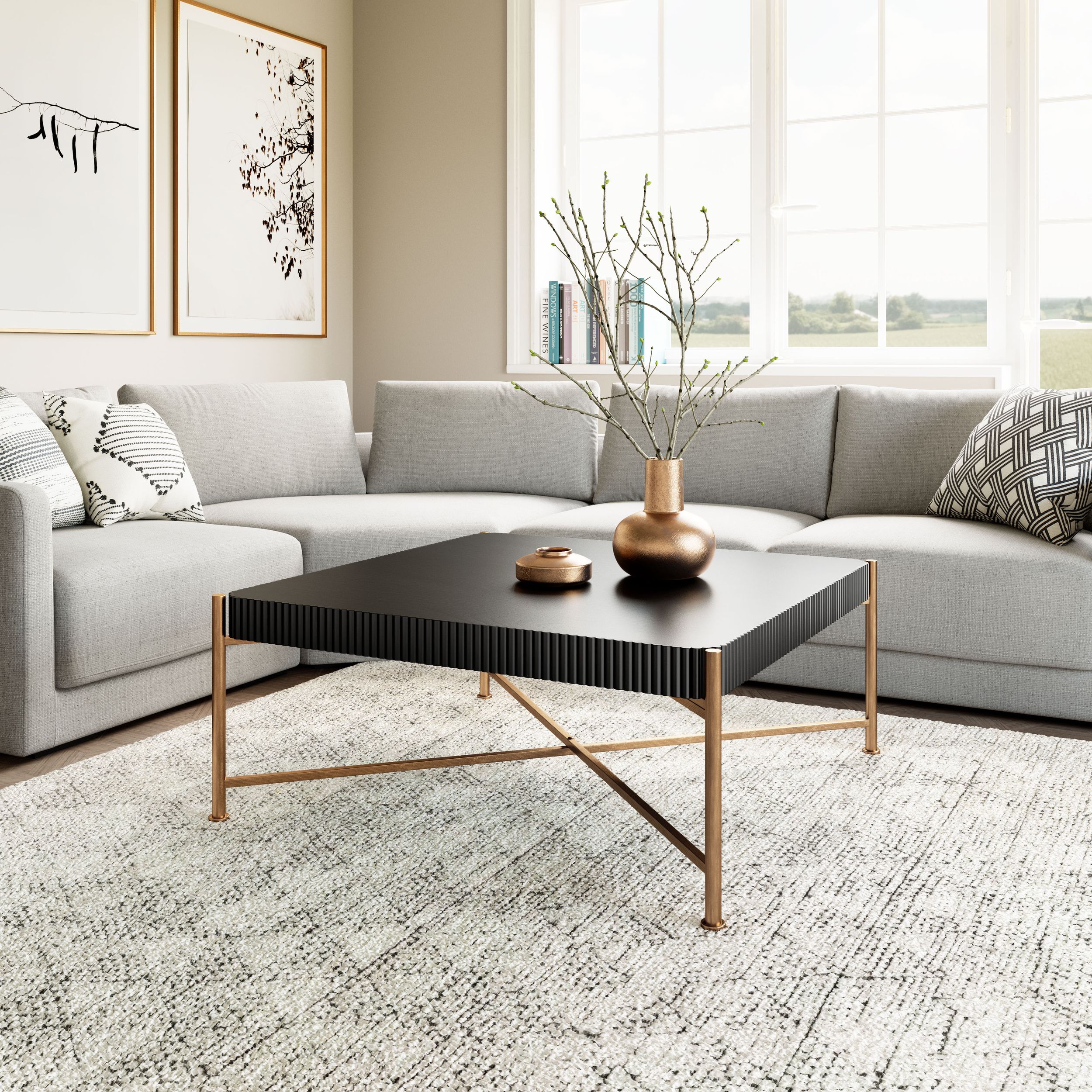 Nazaire Square Wood/Steel Coffee Table