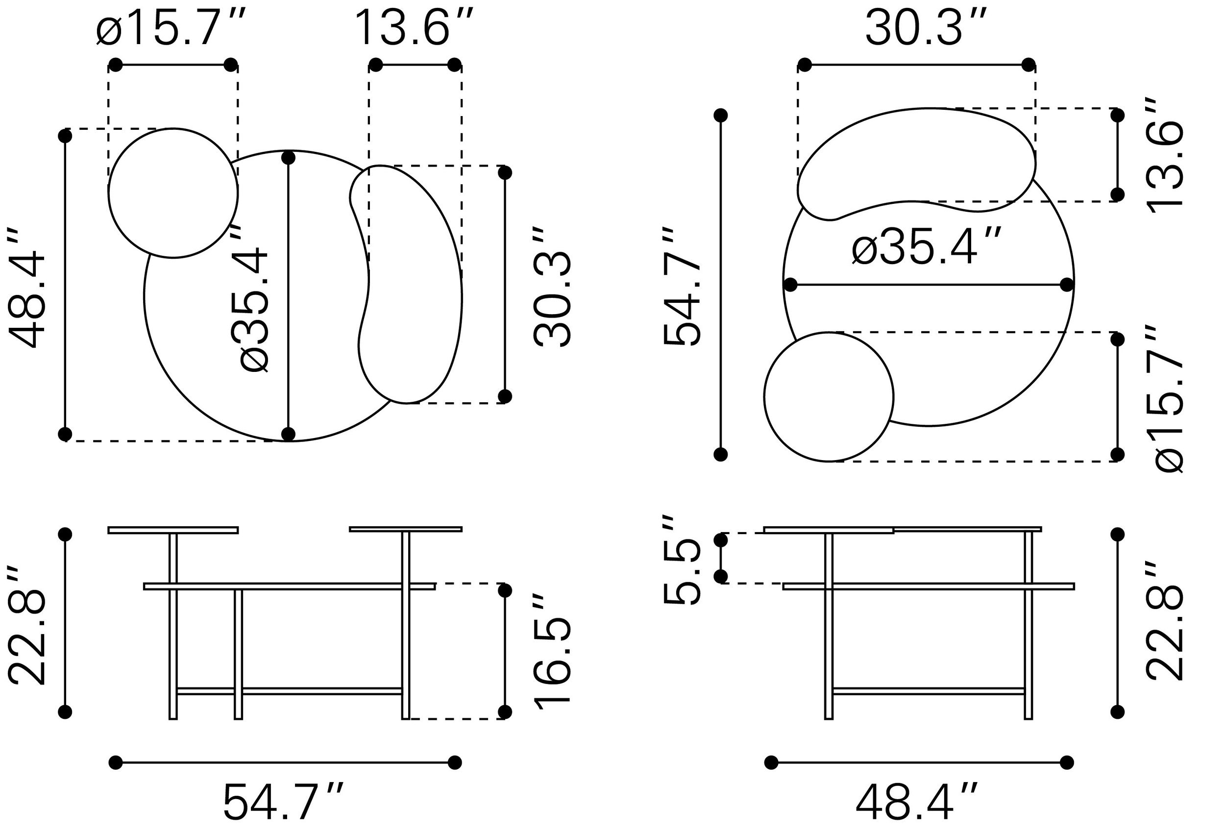 Viken Round MDF/Steel Coffee Table