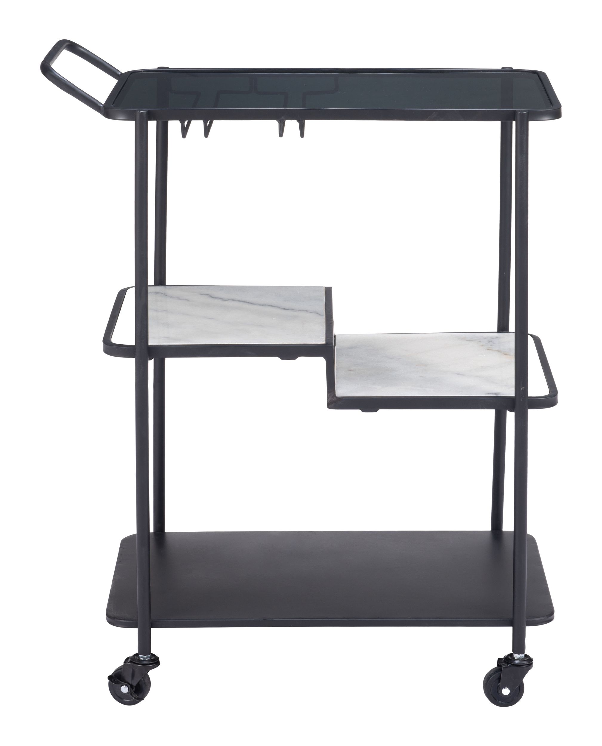 Constanza Glass/Marble/Steel Bar Cart