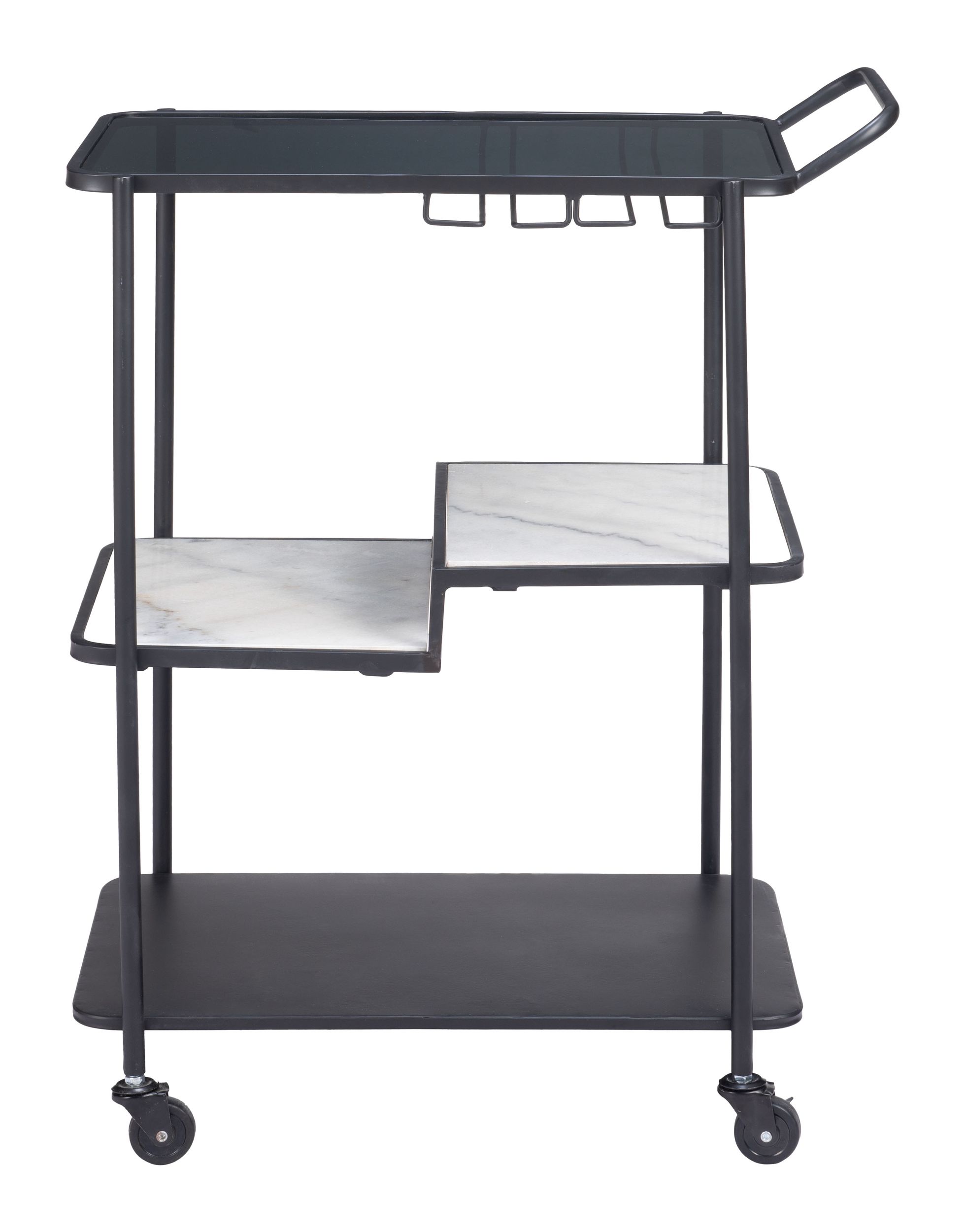 Constanza Glass/Marble/Steel Bar Cart