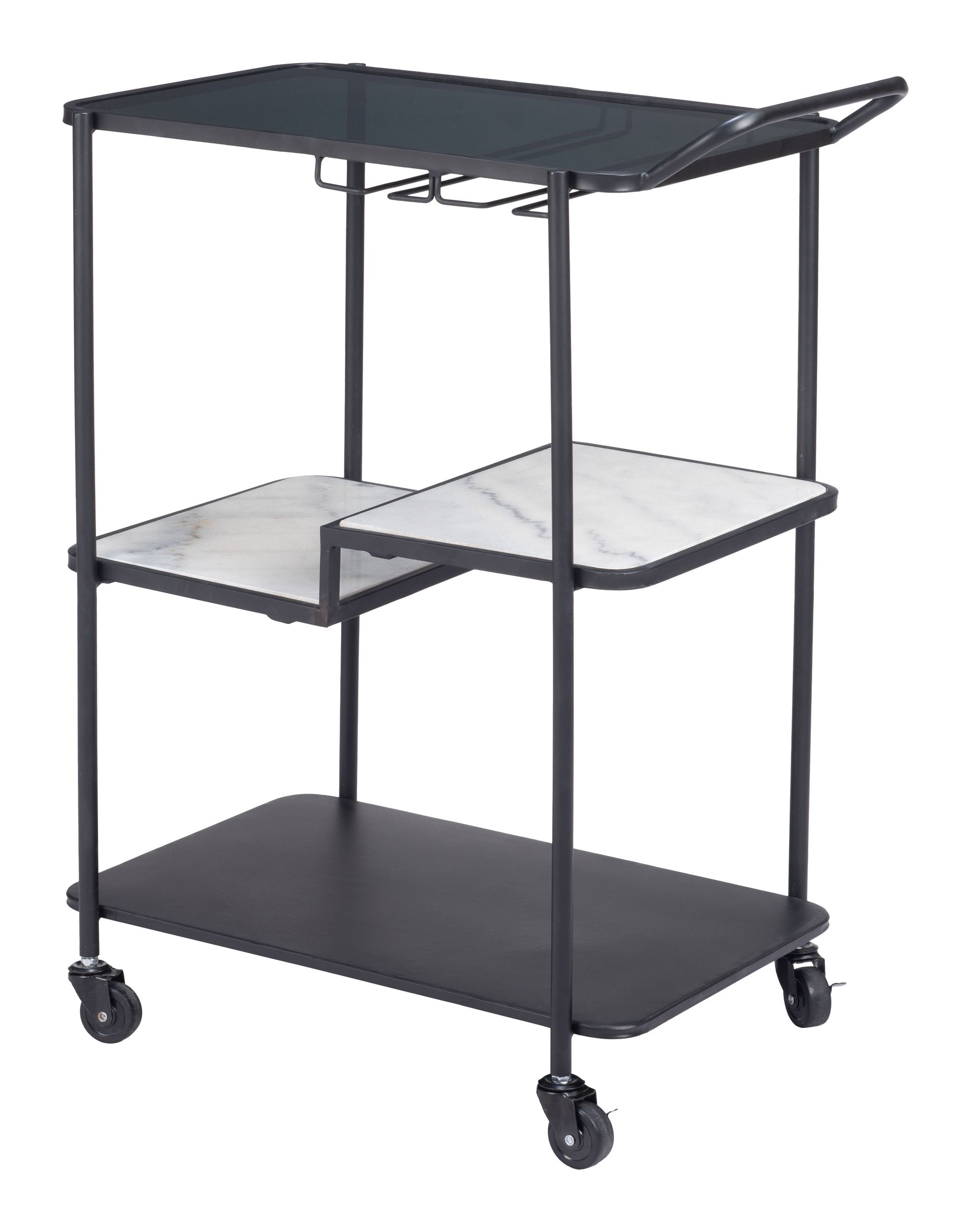Constanza Glass/Marble/Steel Bar Cart