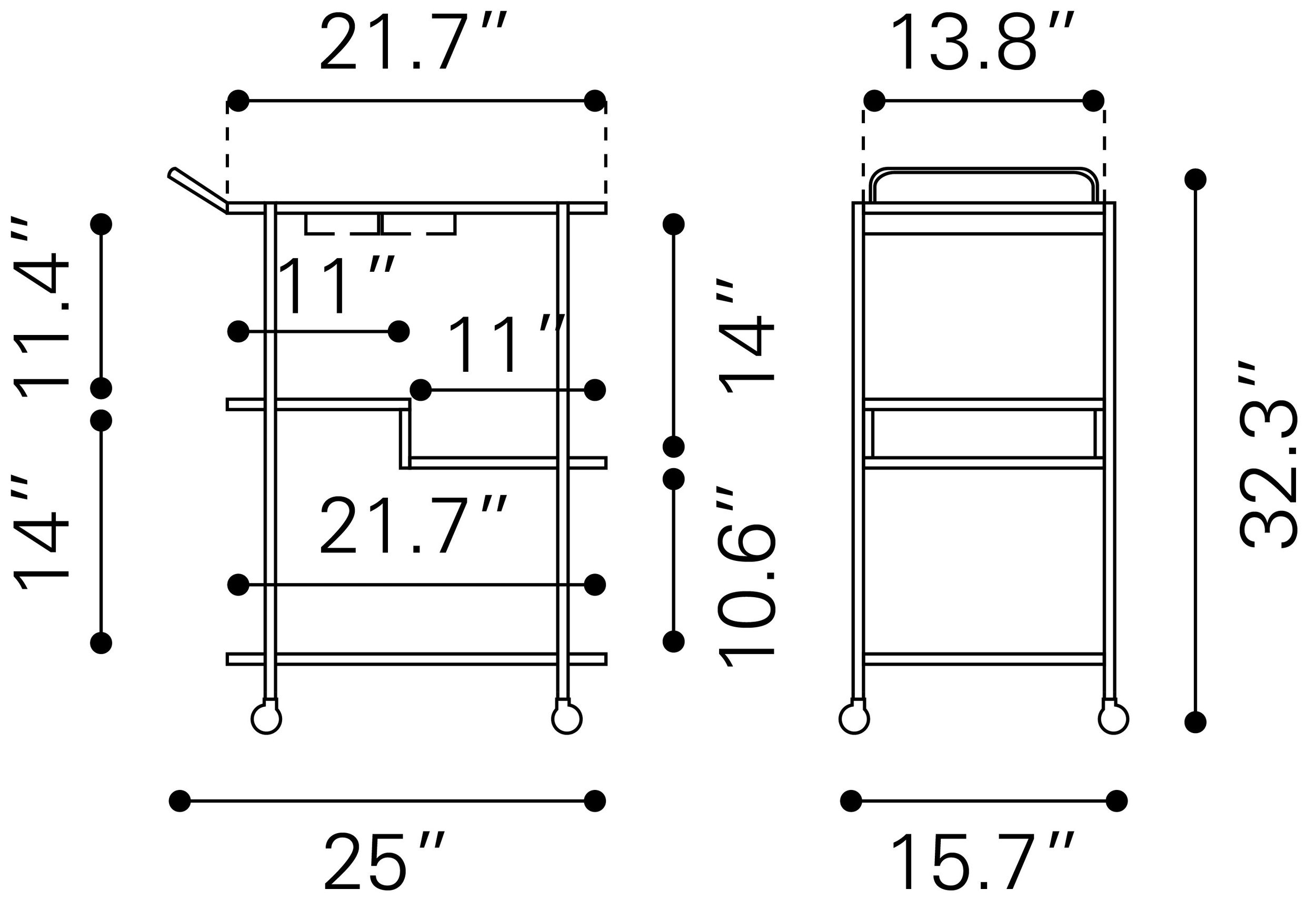Constanza Glass/Marble/Steel Bar Cart