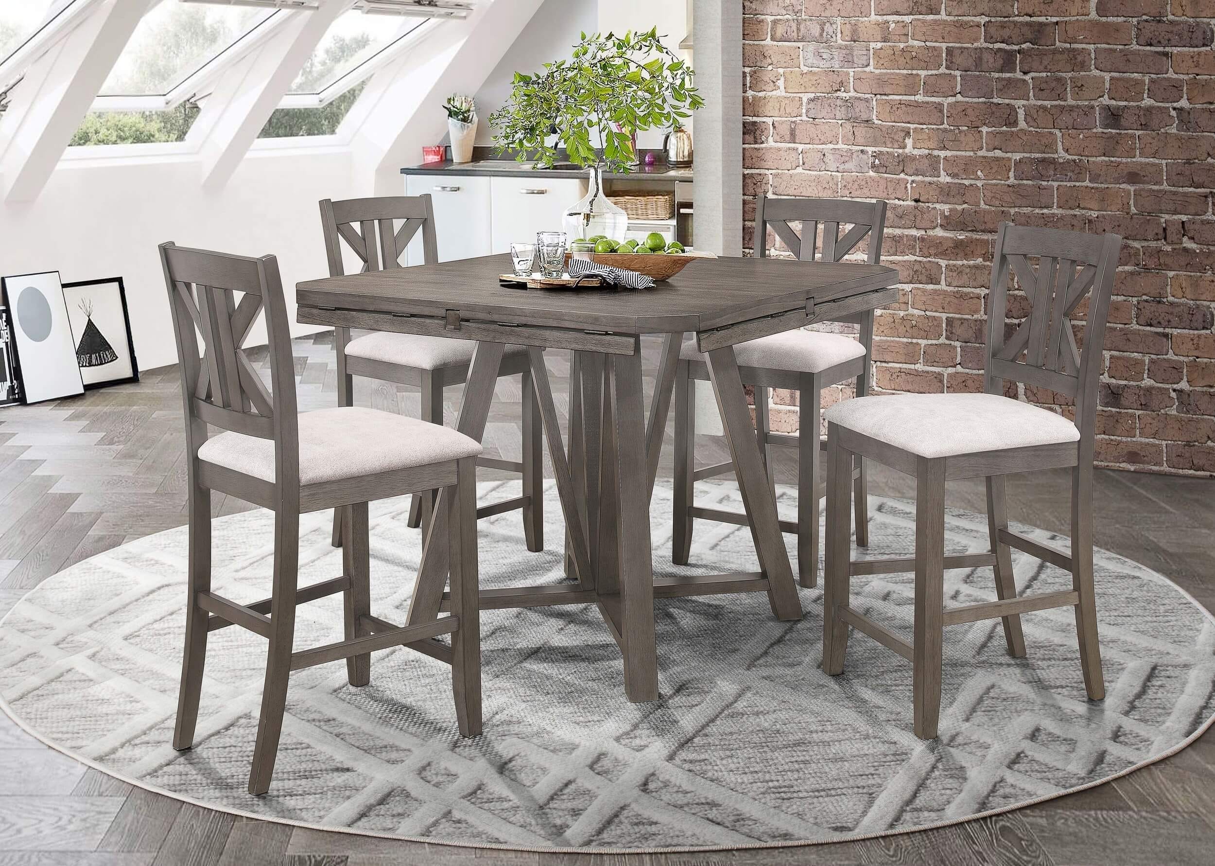 Athens Fabric Counter Height Stool with Wood Legs