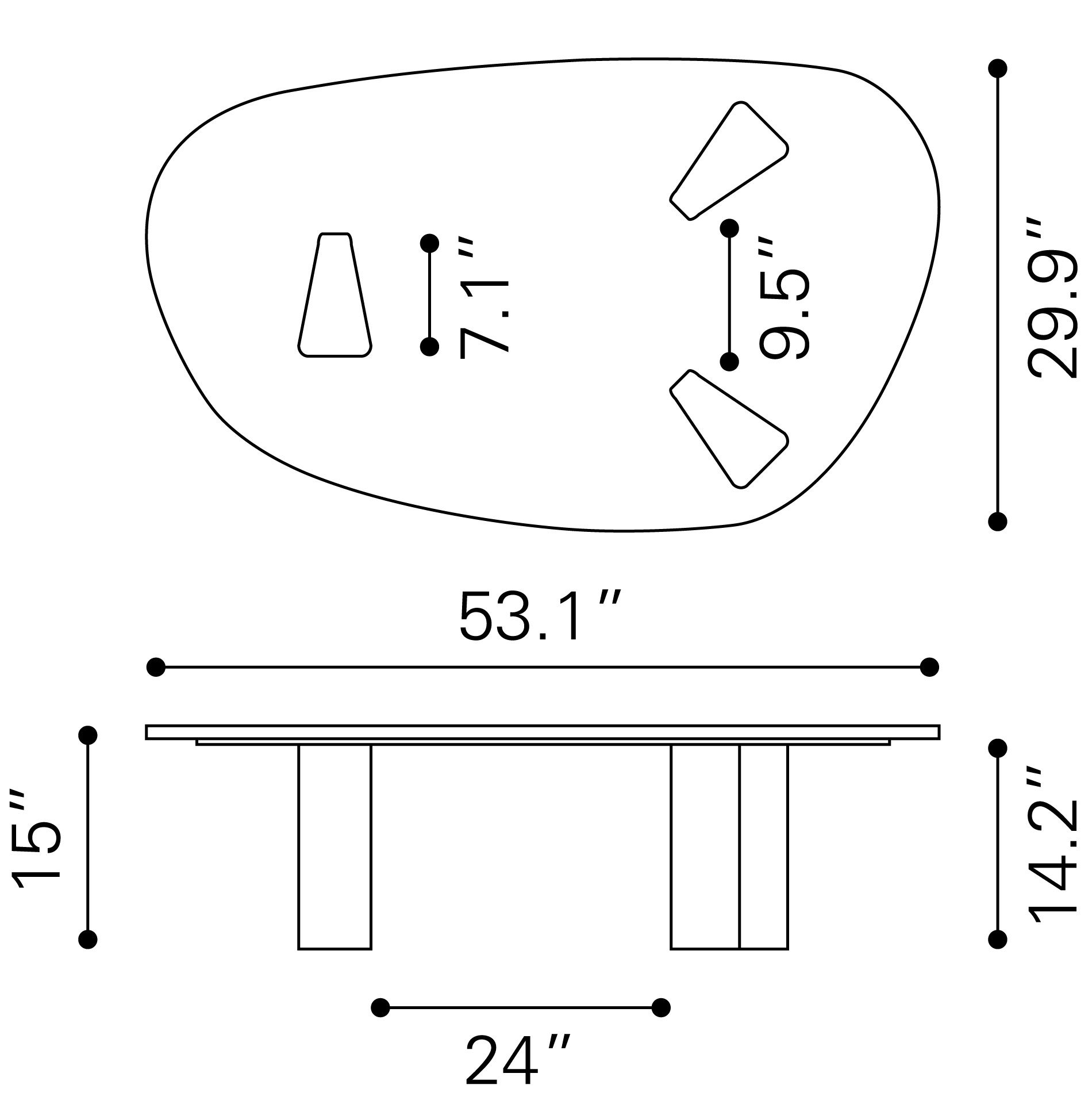 Aberdeen Marble/Wood Coffee Table