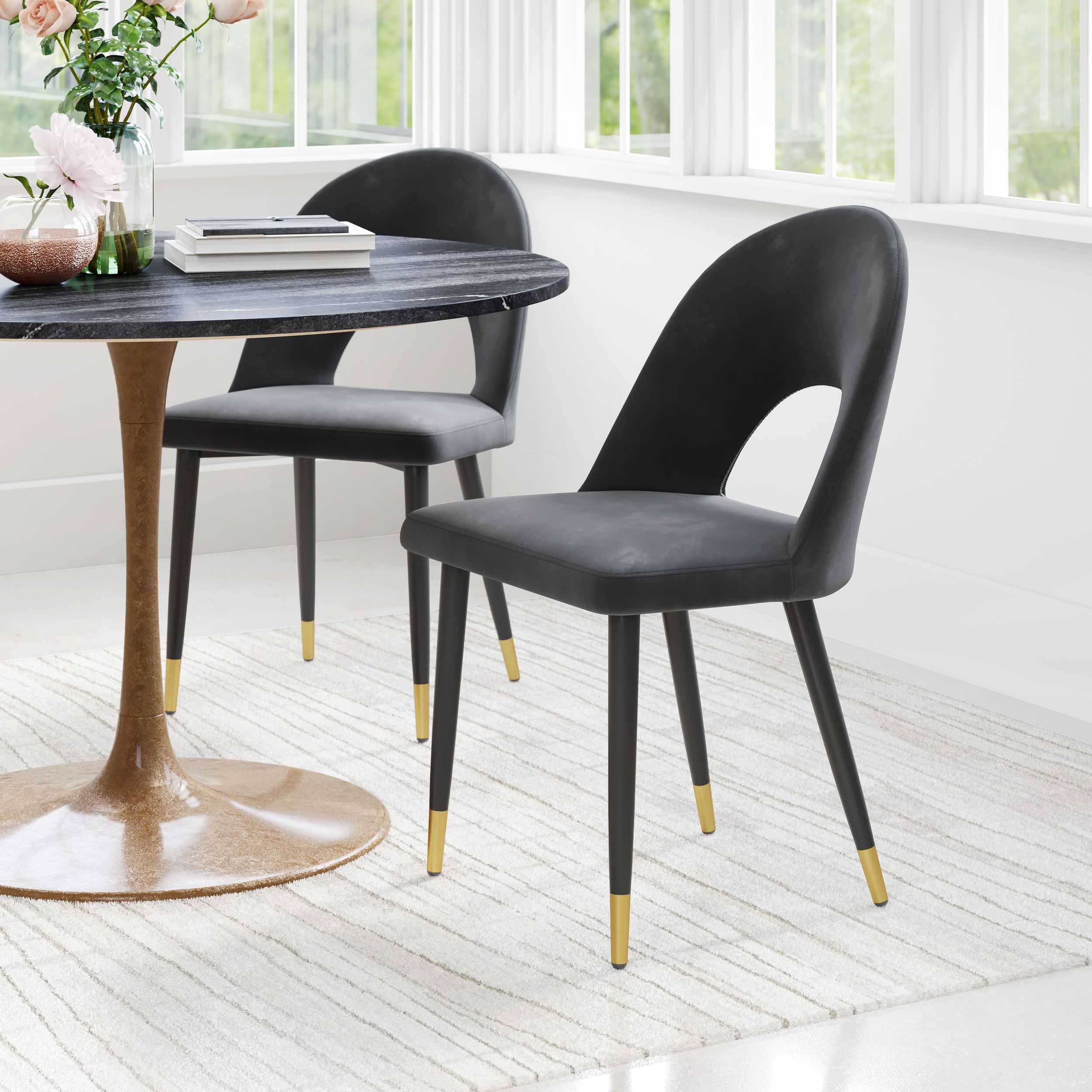 Menlo Velvet/Steel Dining Chair