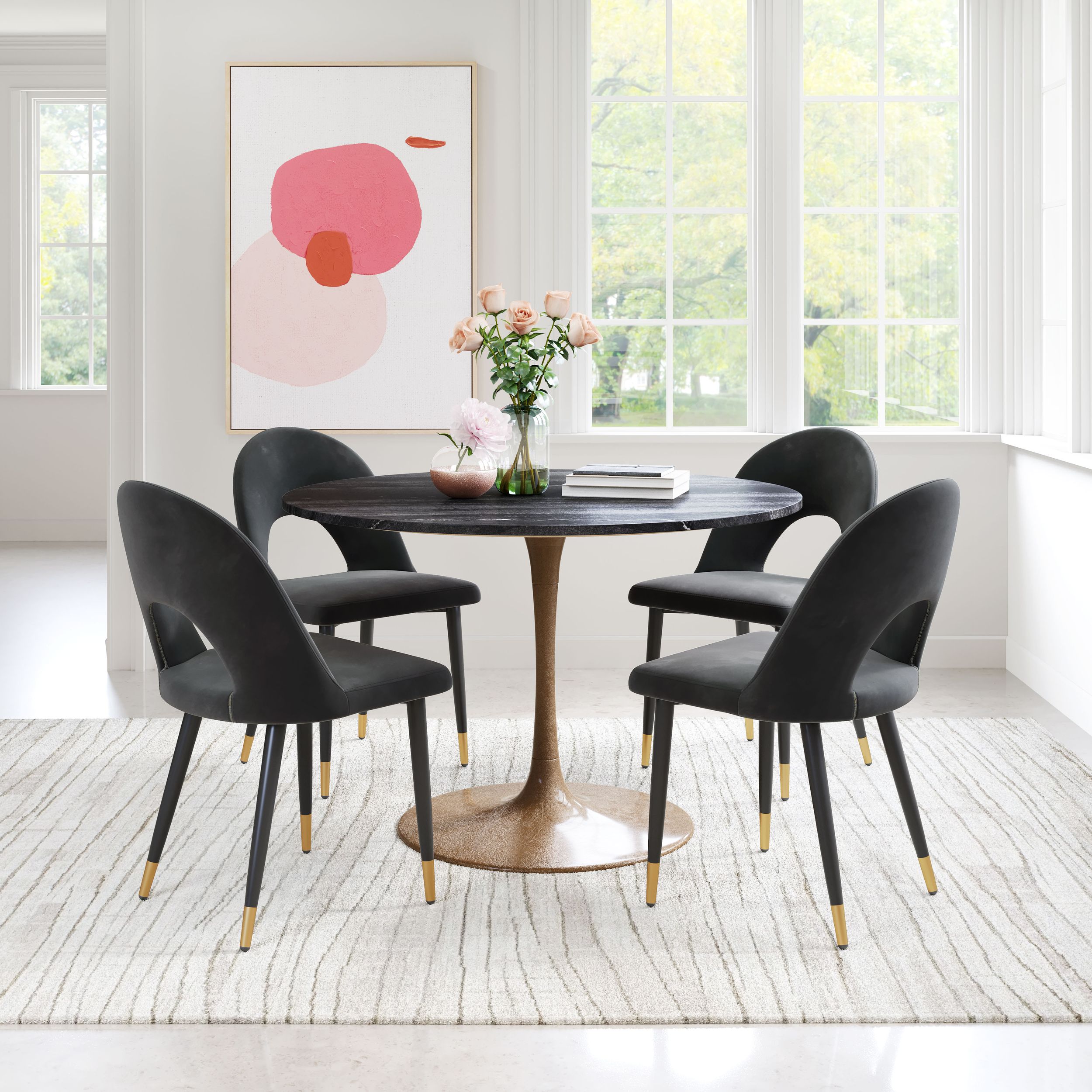 Menlo Velvet/Steel Dining Chair