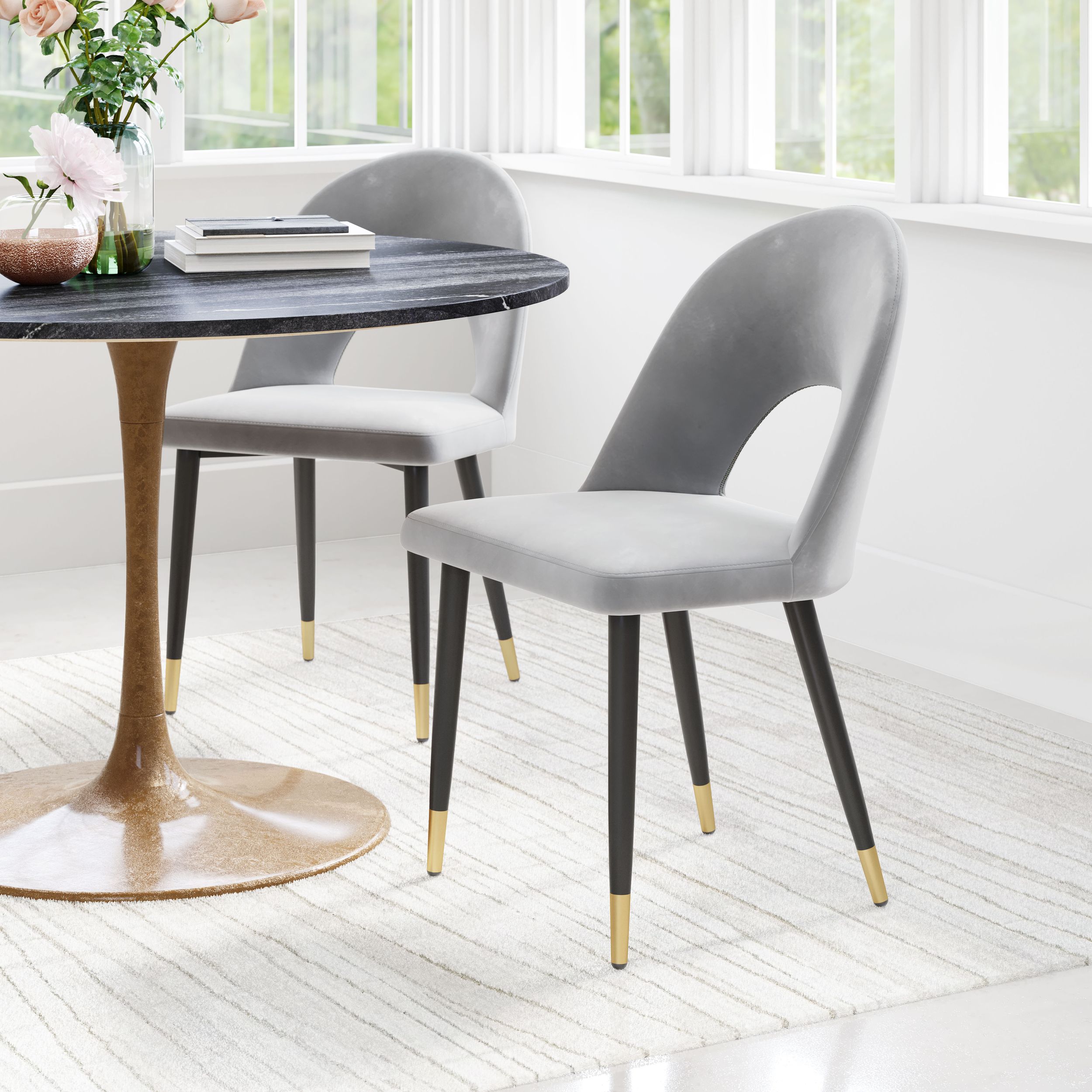 Menlo Velvet/Steel Dining Chair