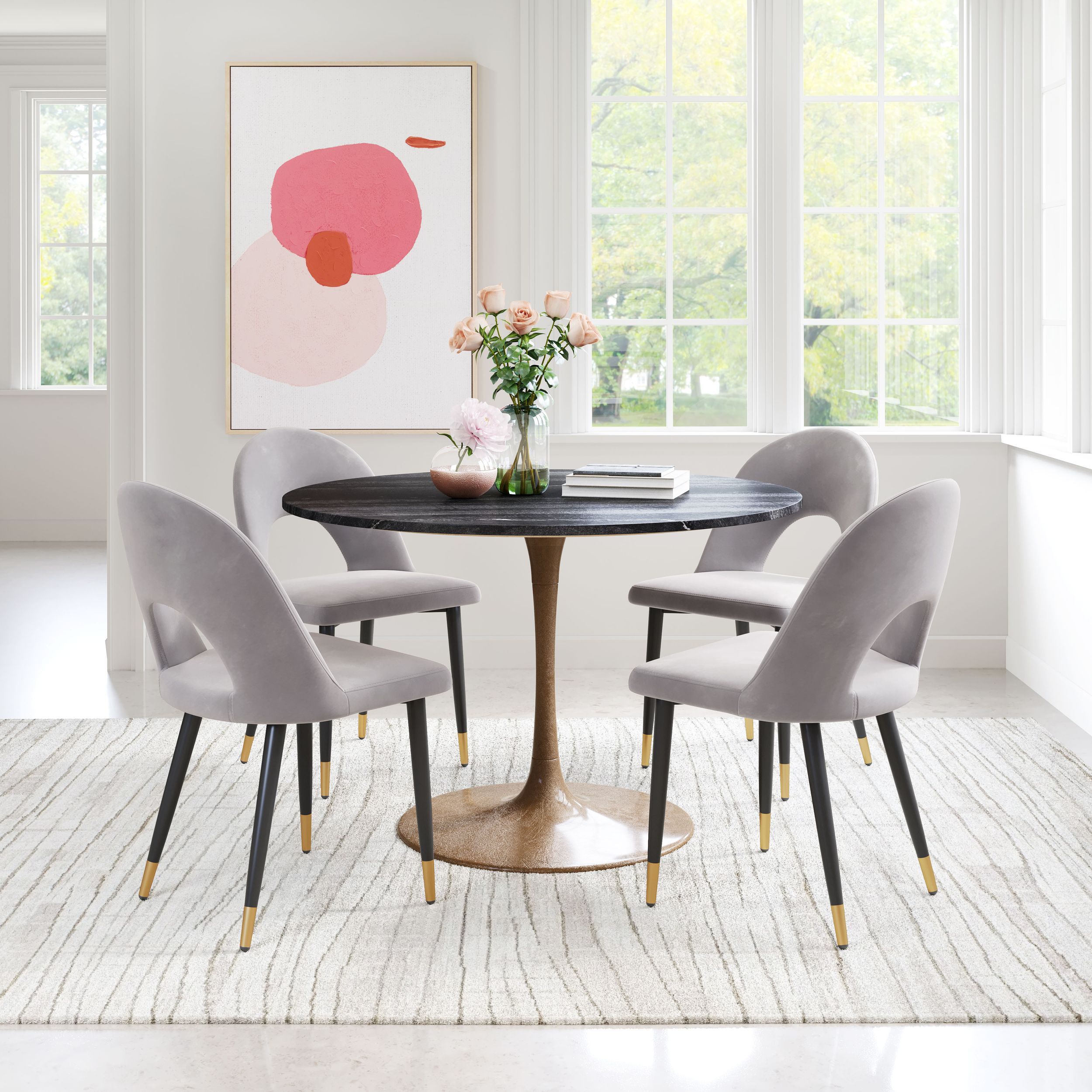 Menlo Velvet/Steel Dining Chair