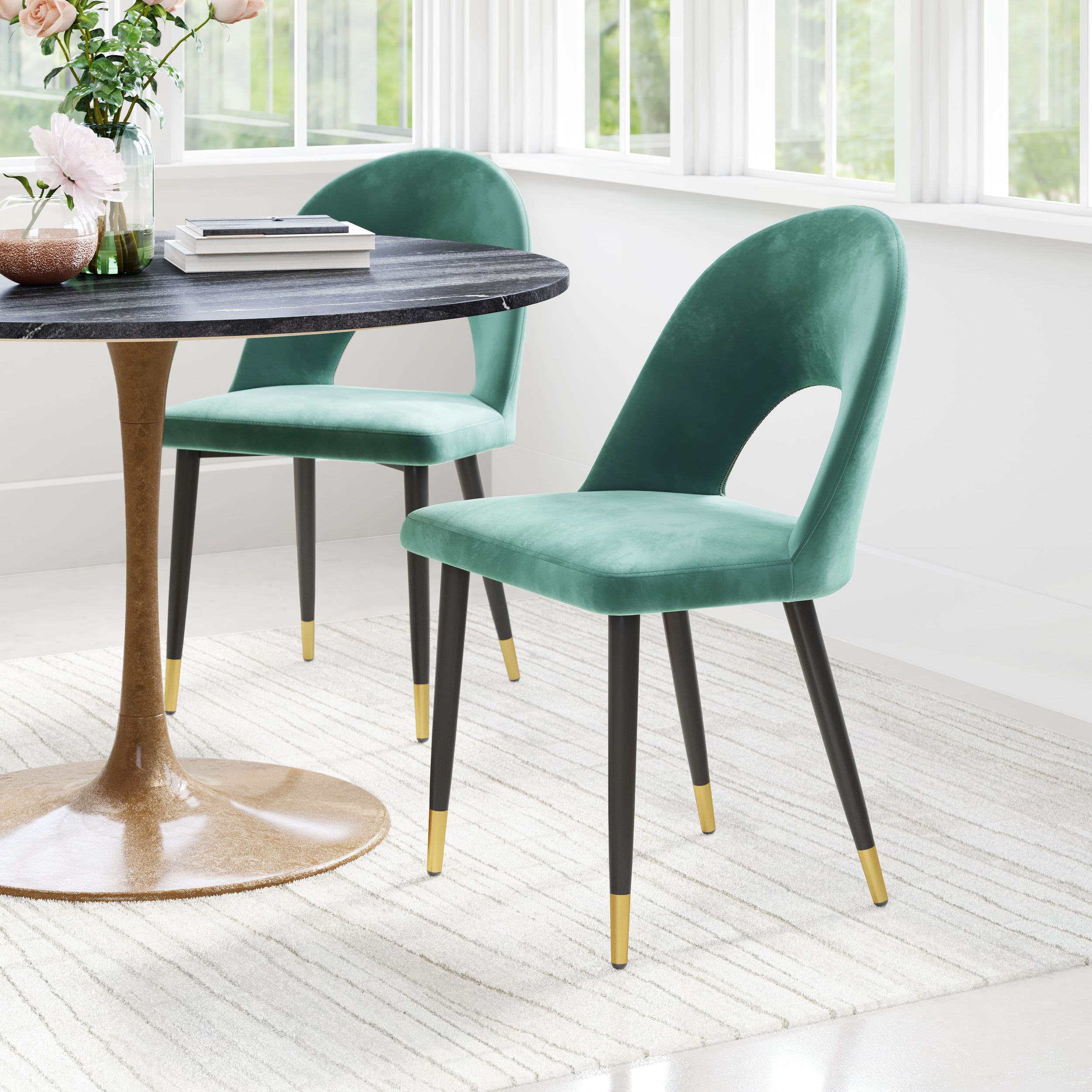 Menlo Velvet/Steel Dining Chair