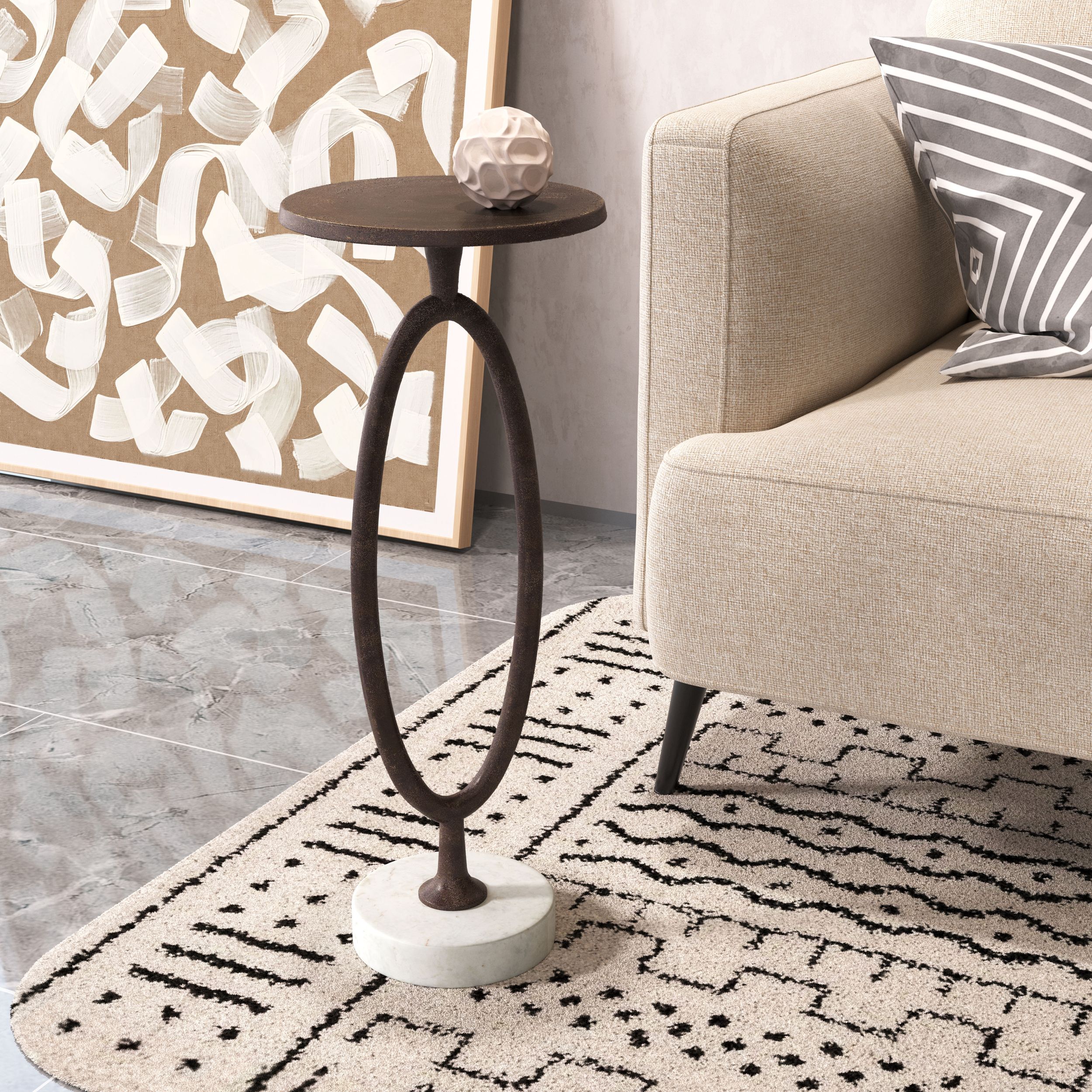 Bonita Aluminum/Marble Accent Table