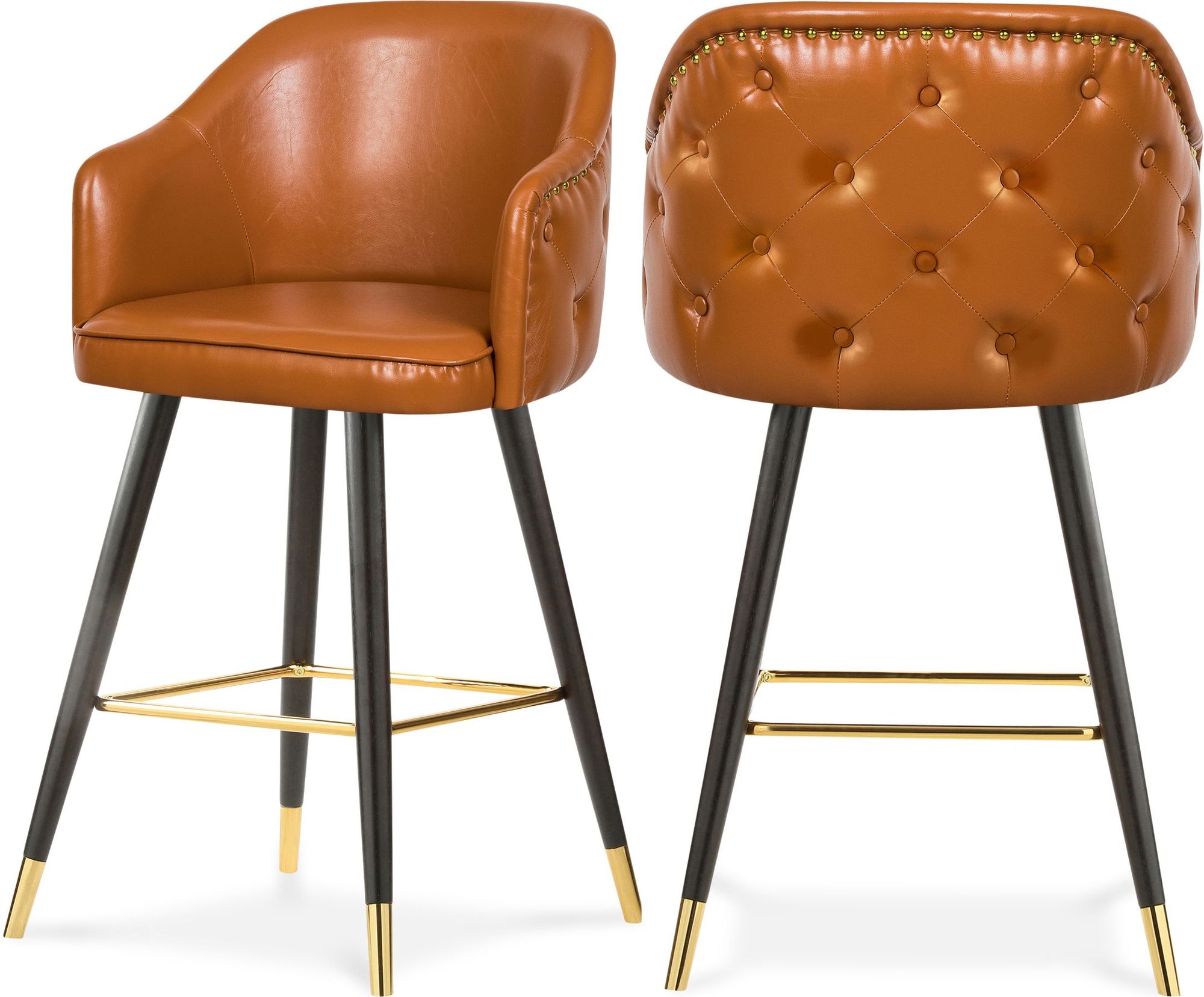 Barbosa Faux Leather Counter Stool with Espresso Wood Legs