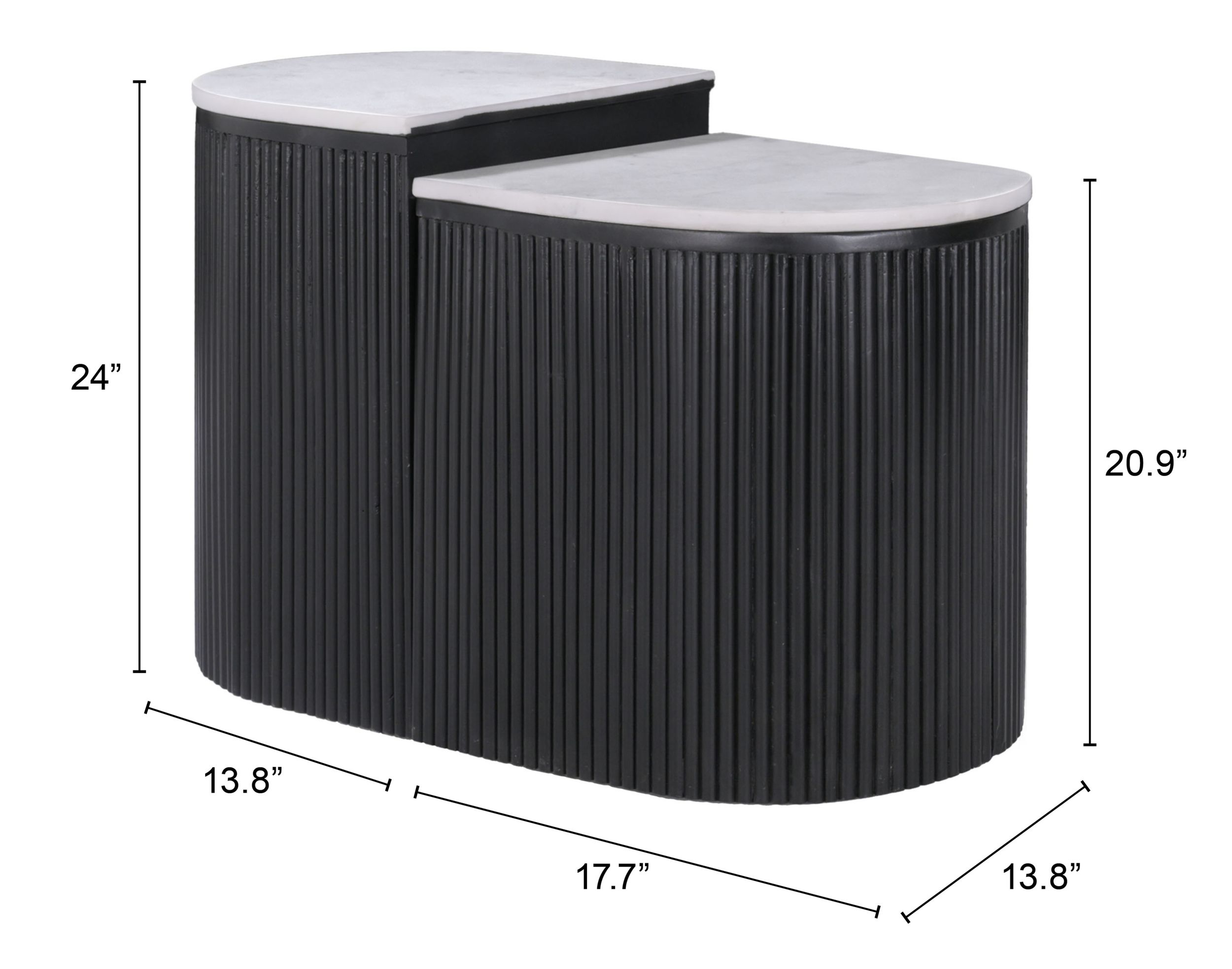 Ormara Marble/Wood Side Table Set