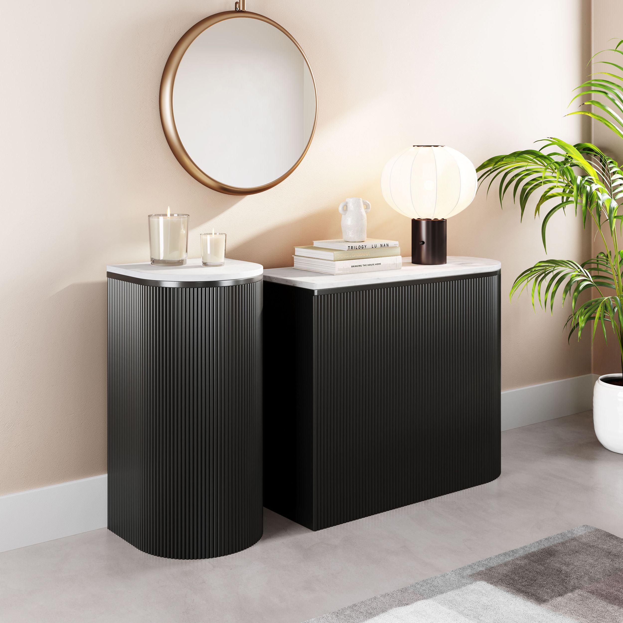 Ormara Marble/Wood Console Table Set