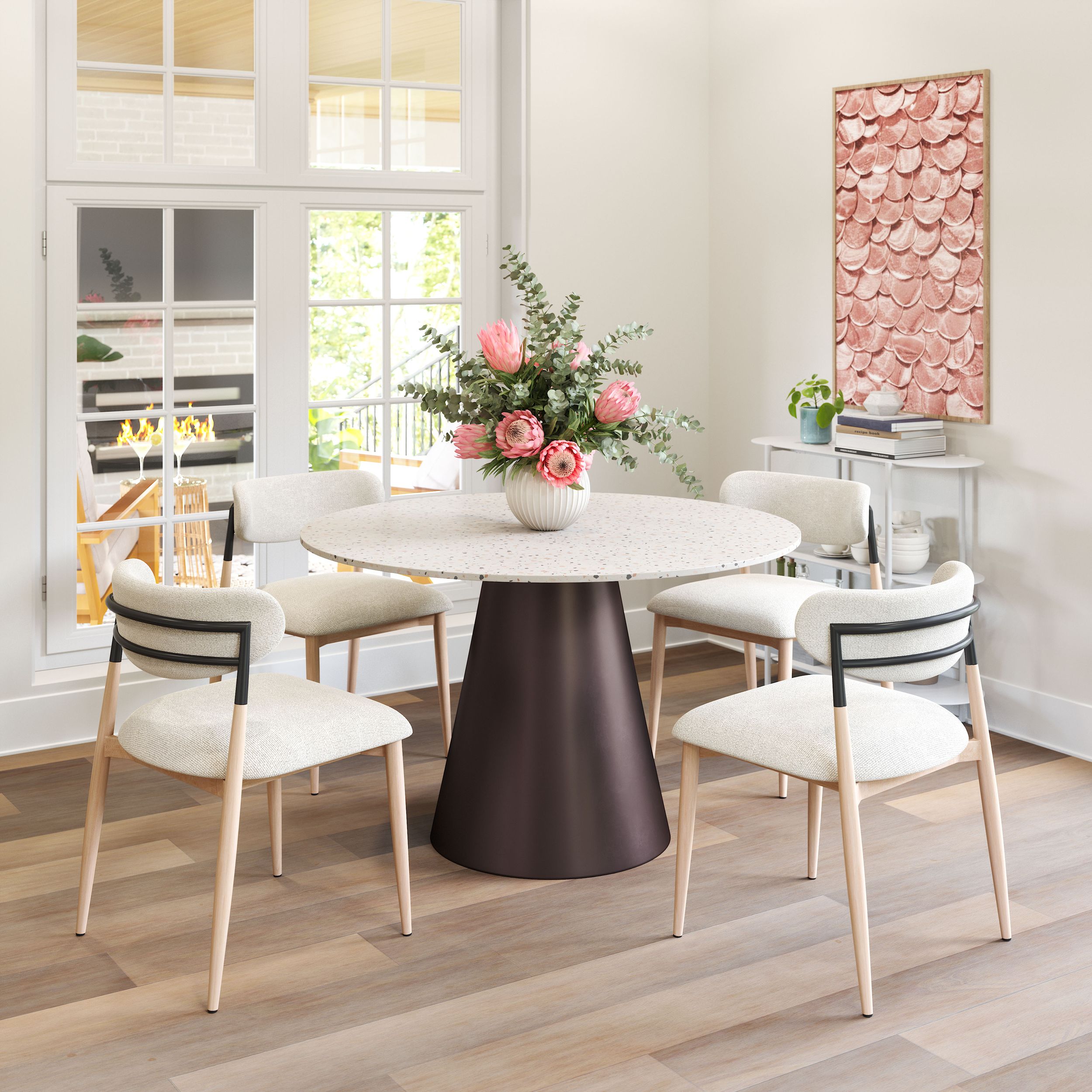 Jorf Round Faux Terrazzo/Steel Dining Table