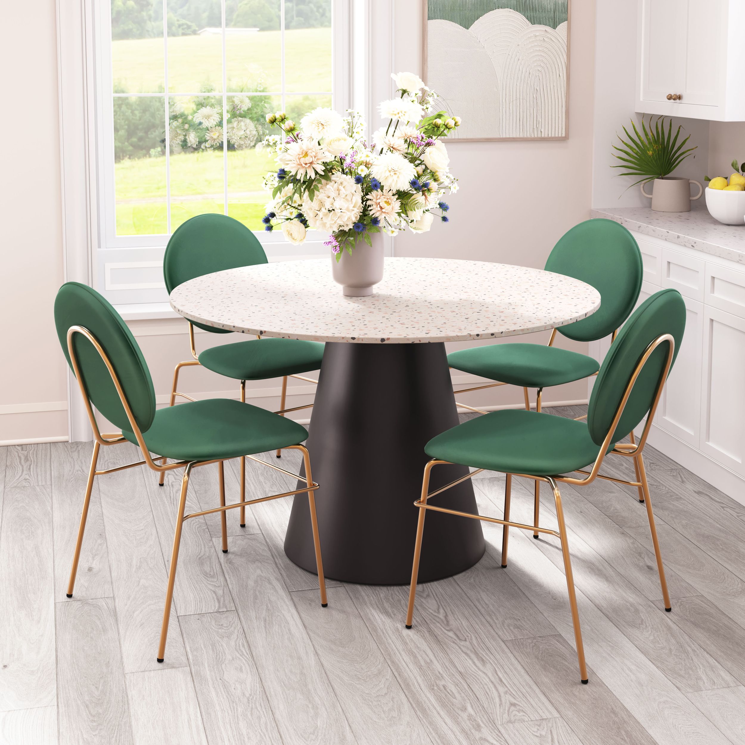 Jorf Round Faux Terrazzo/Steel Dining Table