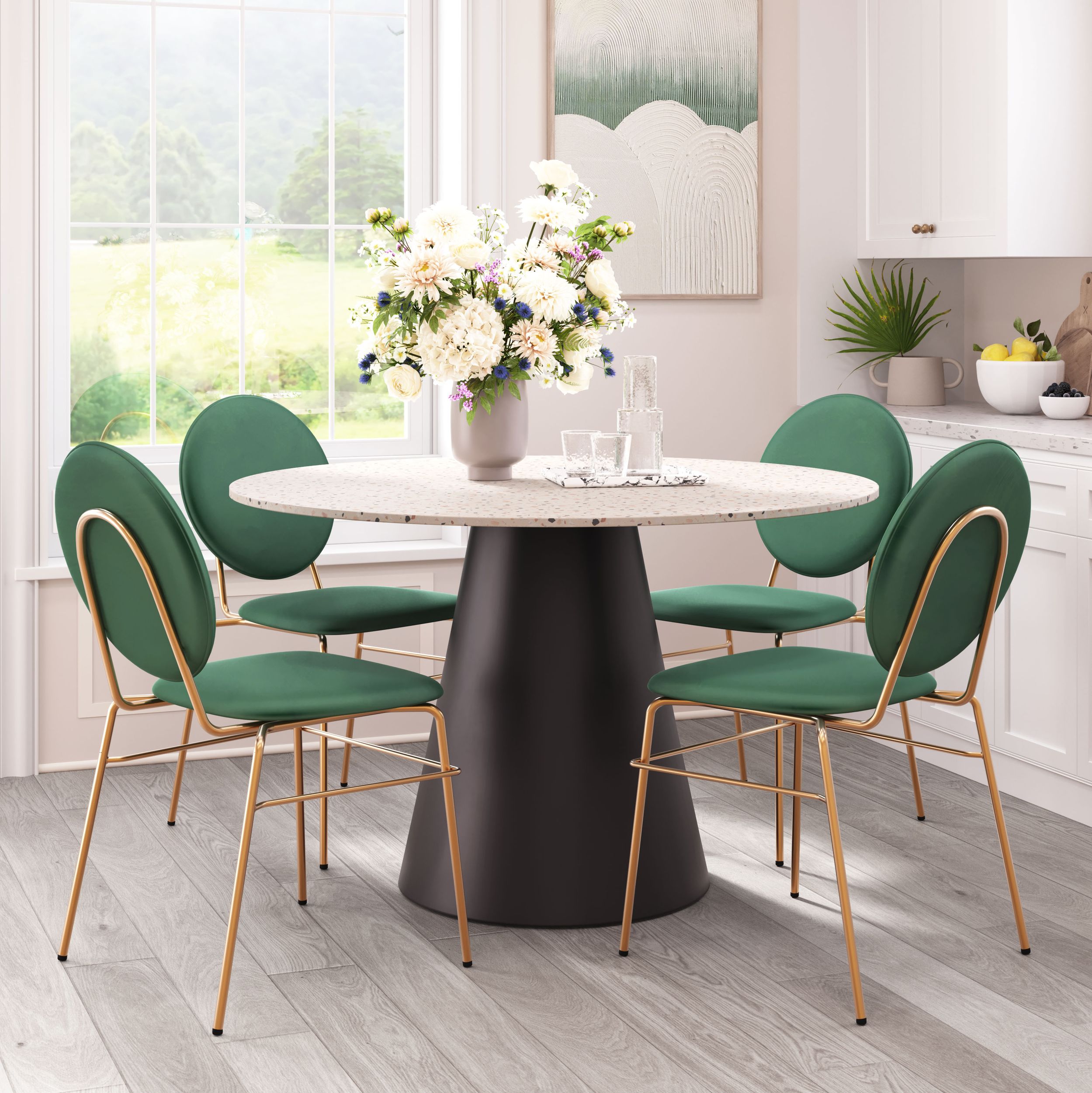 Jorf Round Faux Terrazzo/Steel Dining Table