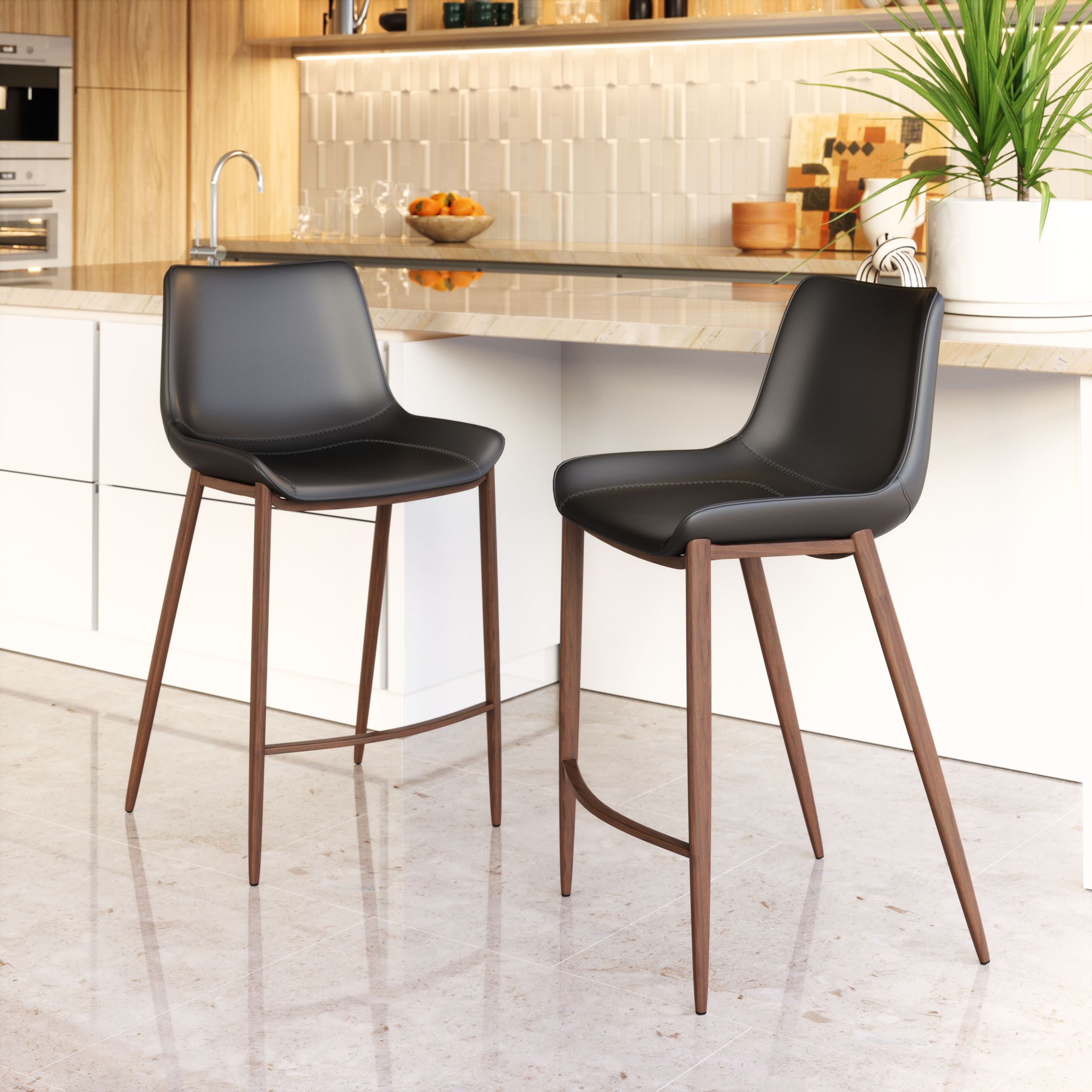 Magnus Faux Leather/Steel Counter Stool