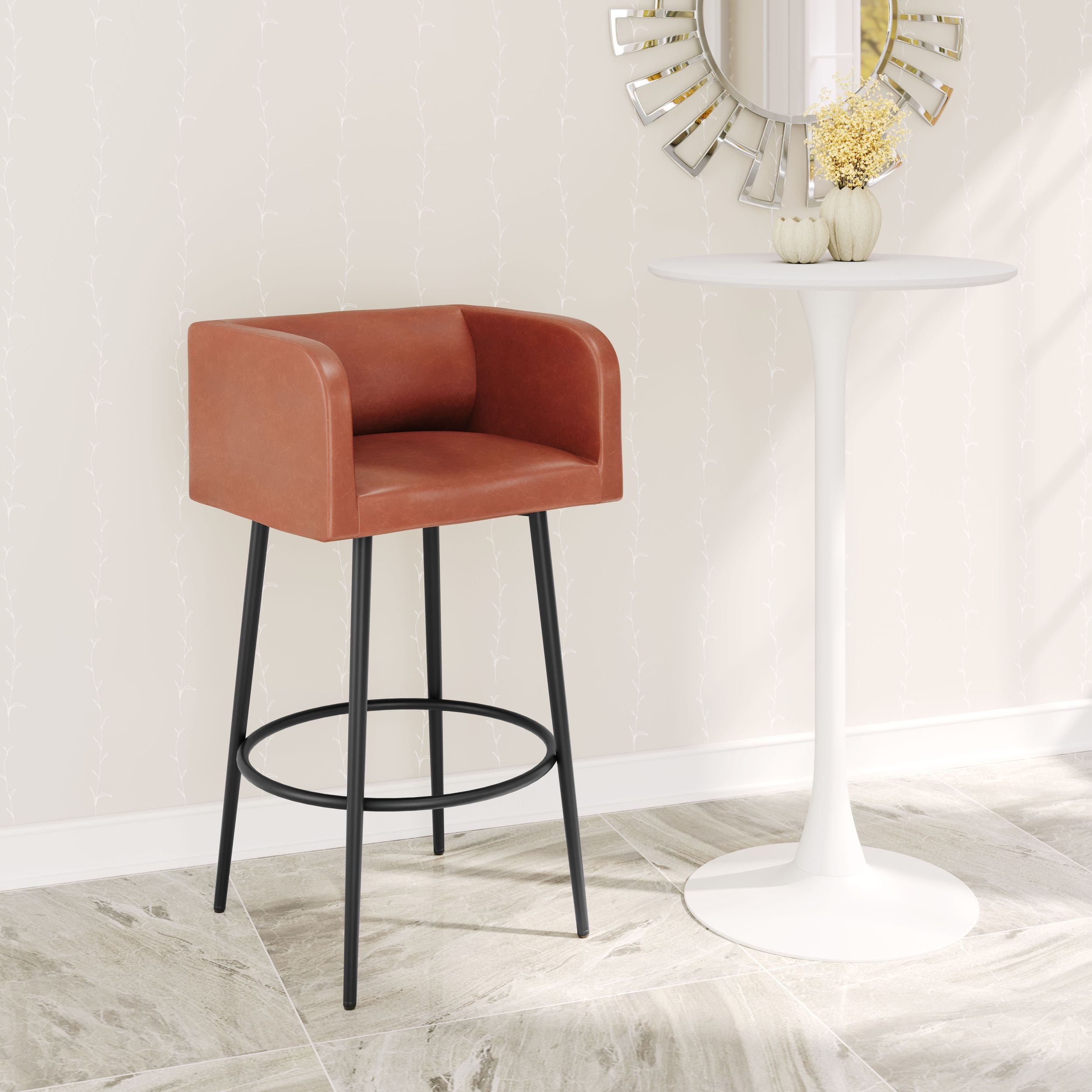 Horbat Faux Leather/Steel Barstool