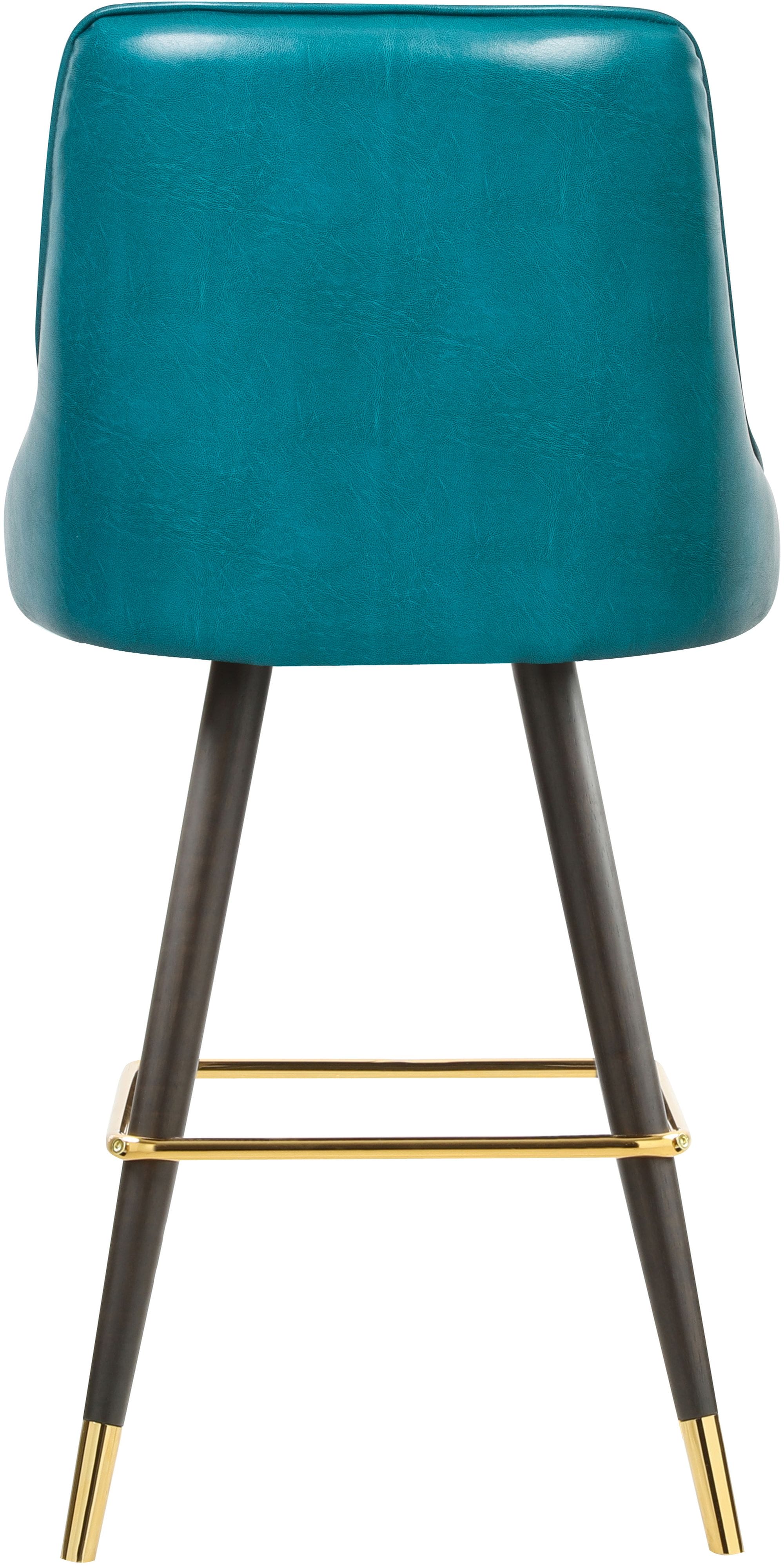 Portnoy Faux Leather Stool with Espresso Wood Legs, Gold Footrest & Gold Tips