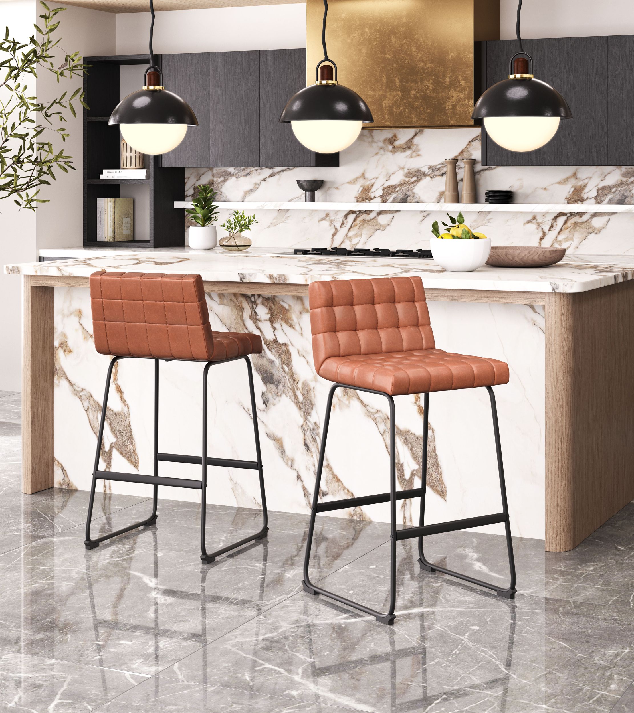 Pago Faux Leather/Steel Barstool