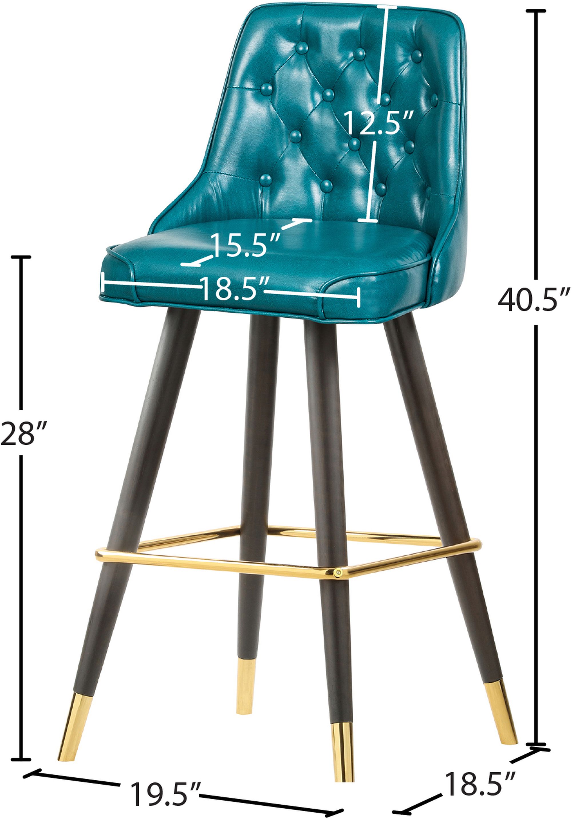 Portnoy Faux Leather Stool with Espresso Wood Legs, Gold Footrest & Gold Tips