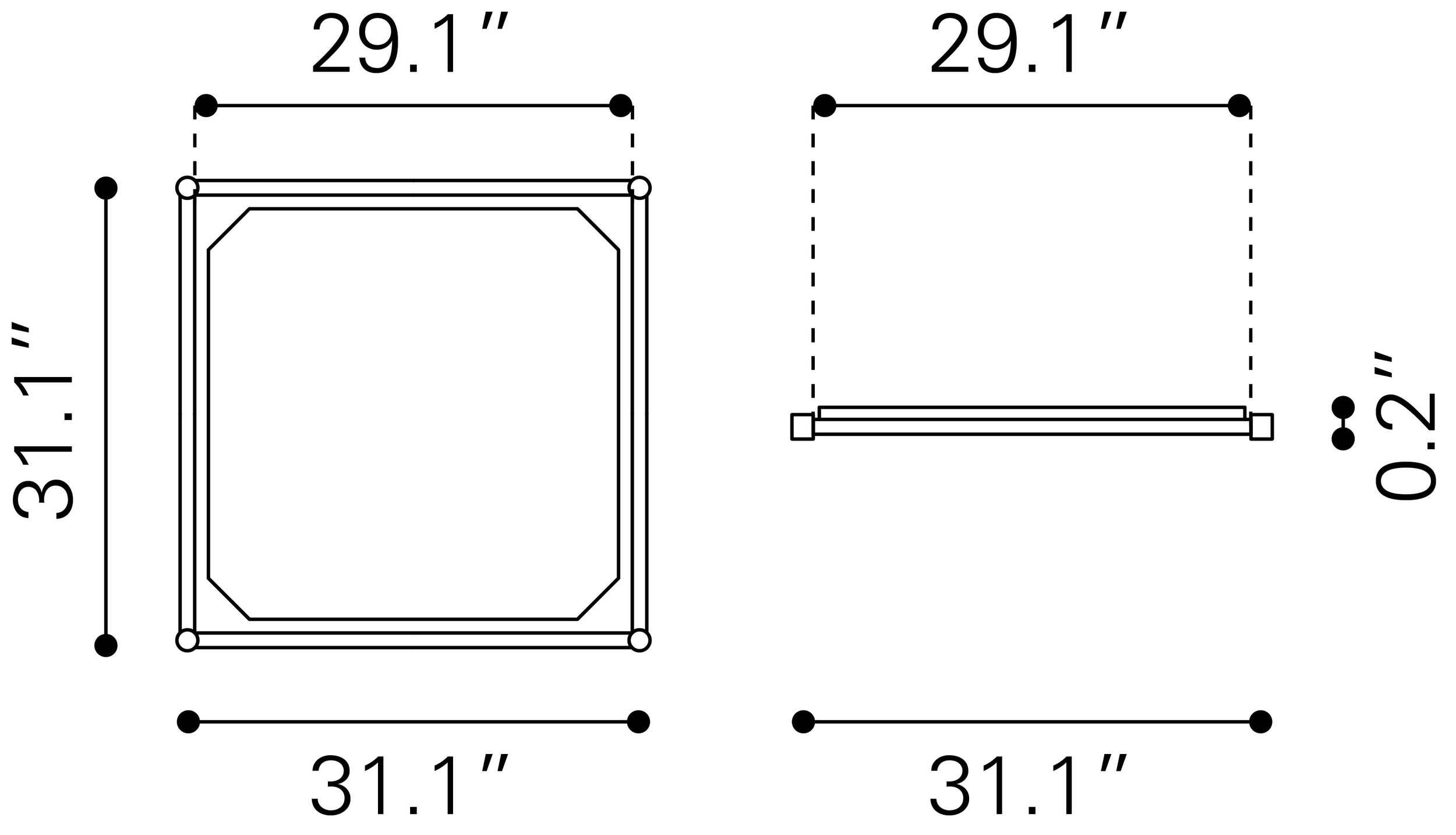 Zuo Glass/Steel Adjustable Shelf