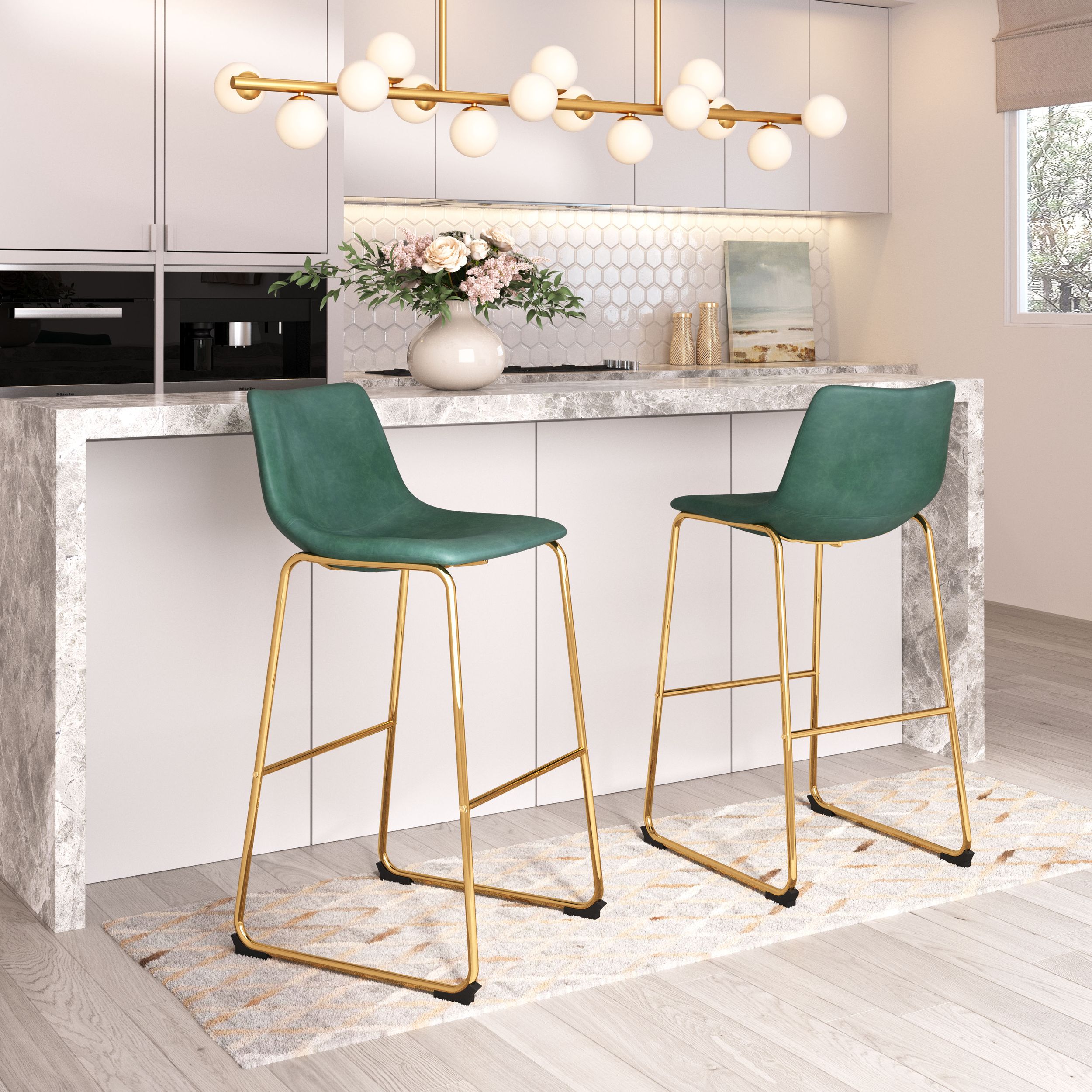 Augusta Faux Leather/Steel Barstool
