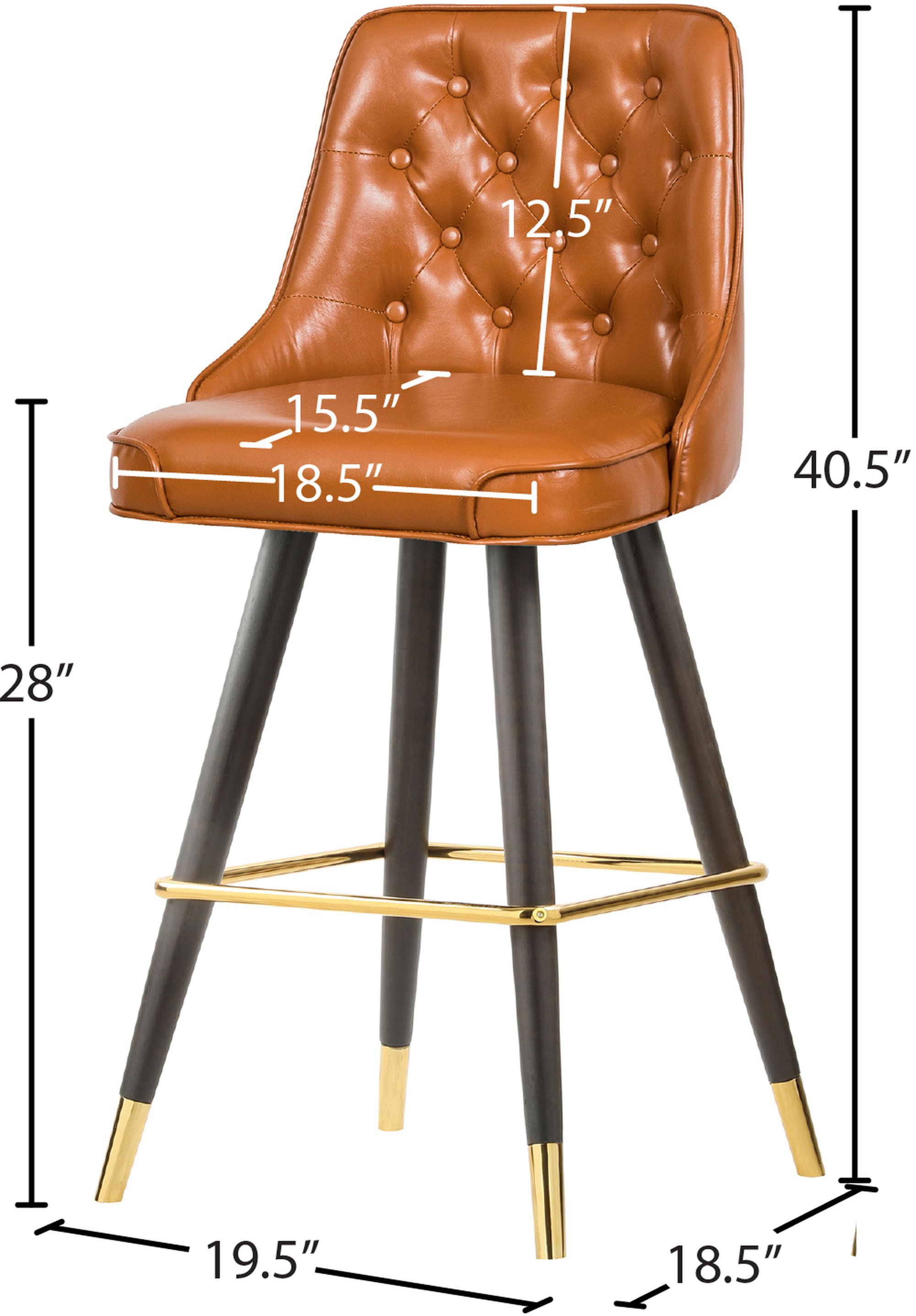 Portnoy Faux Leather Stool with Espresso Wood Legs, Gold Footrest & Gold Tips