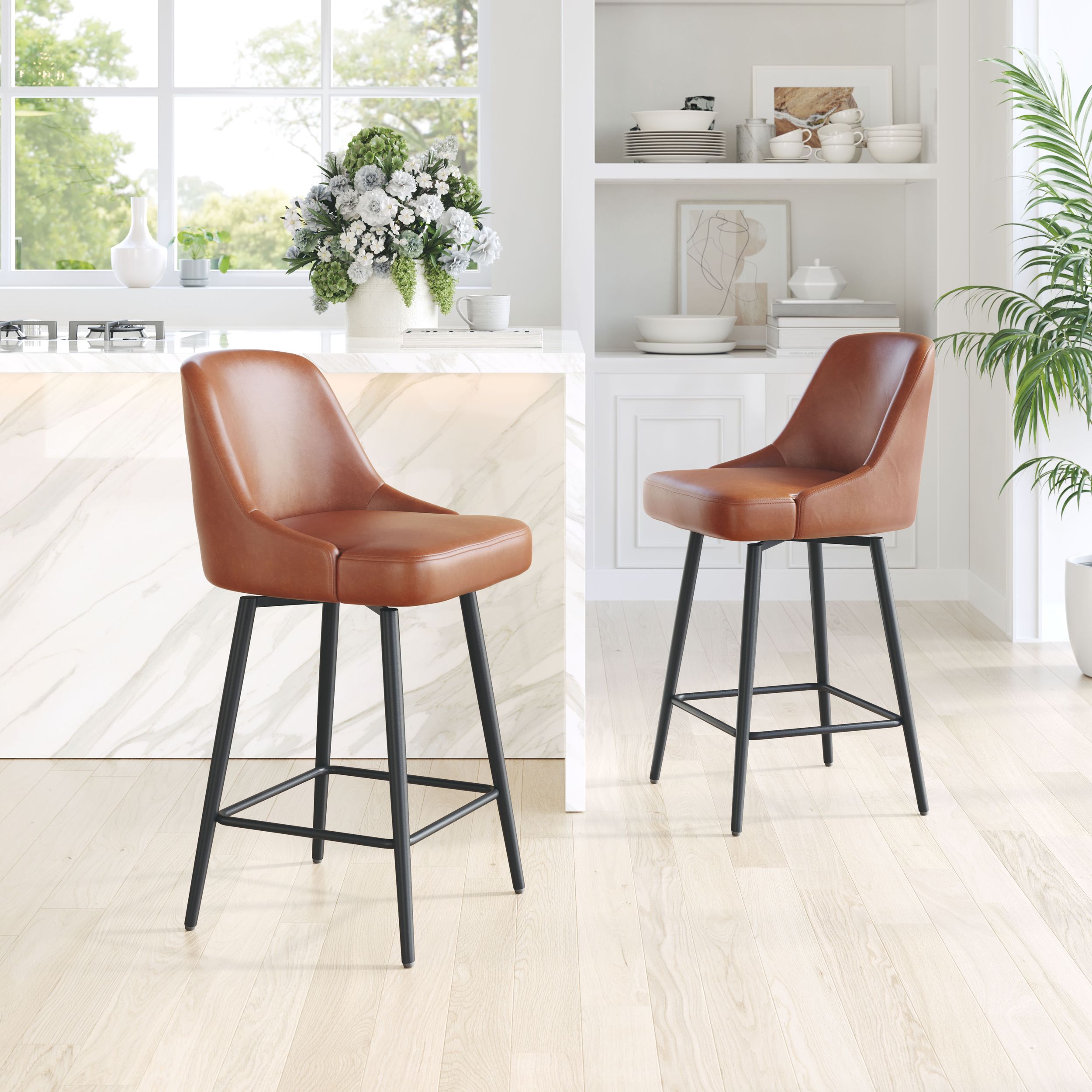 Keppel Faux Leather/Steel Swivel Counter Stool