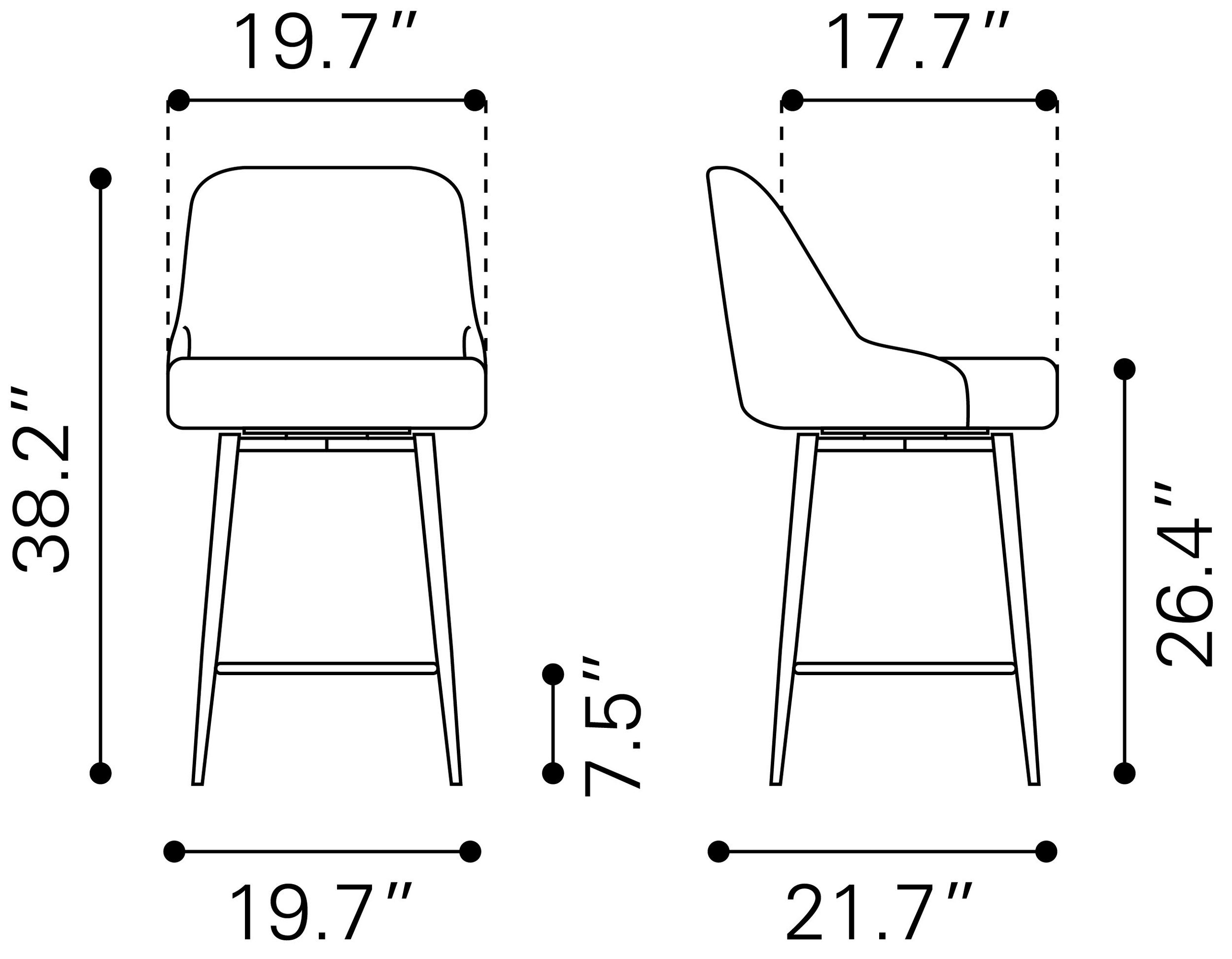 Keppel Faux Leather/Steel Swivel Counter Stool