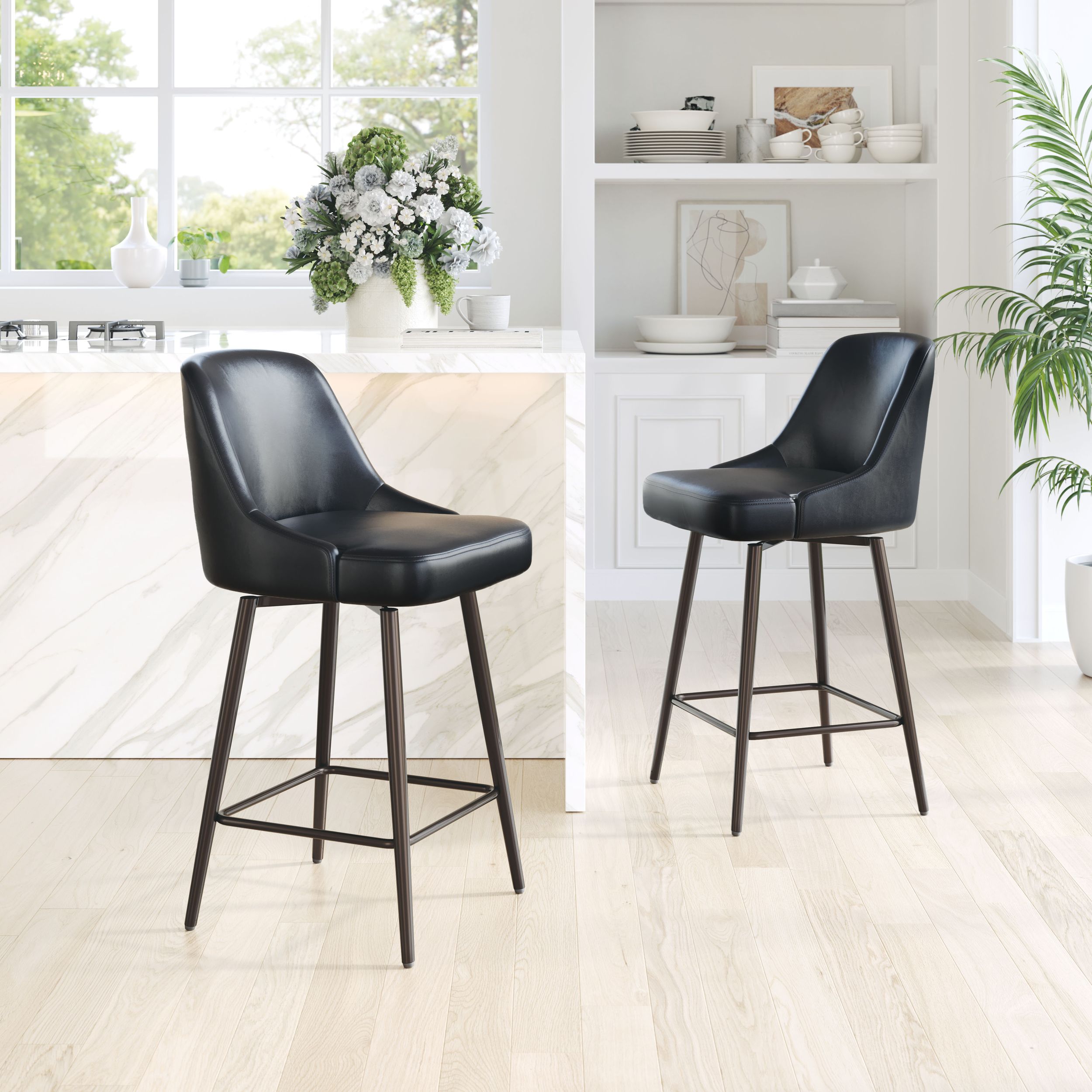 Keppel Faux Leather/Steel Swivel Counter Stool