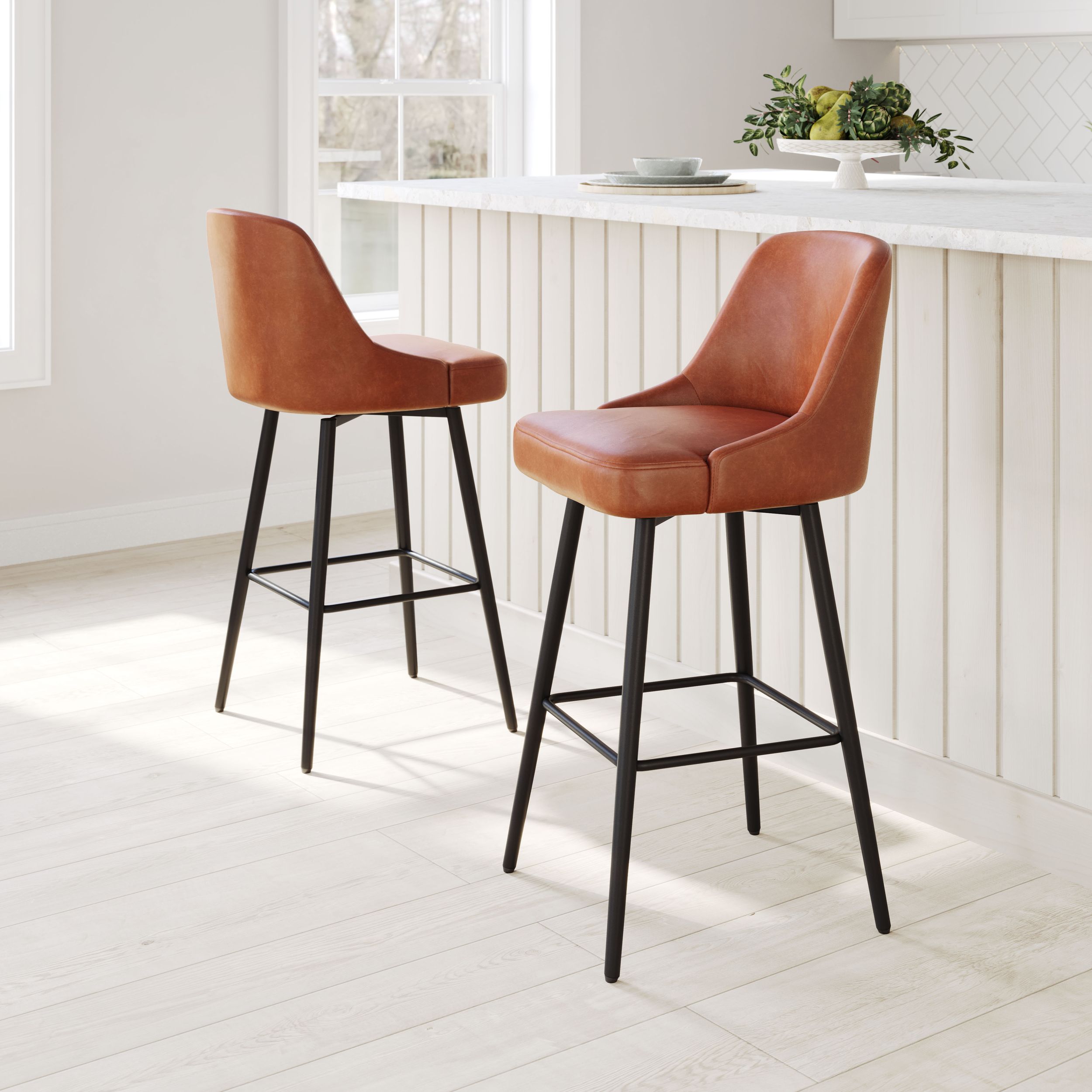 Keppel Faux Leather/Steel Swivel Barstool