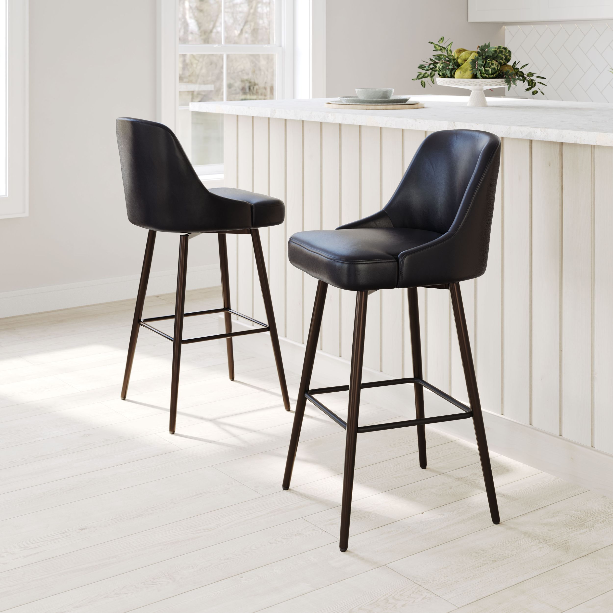 Keppel Faux Leather/Steel Swivel Barstool