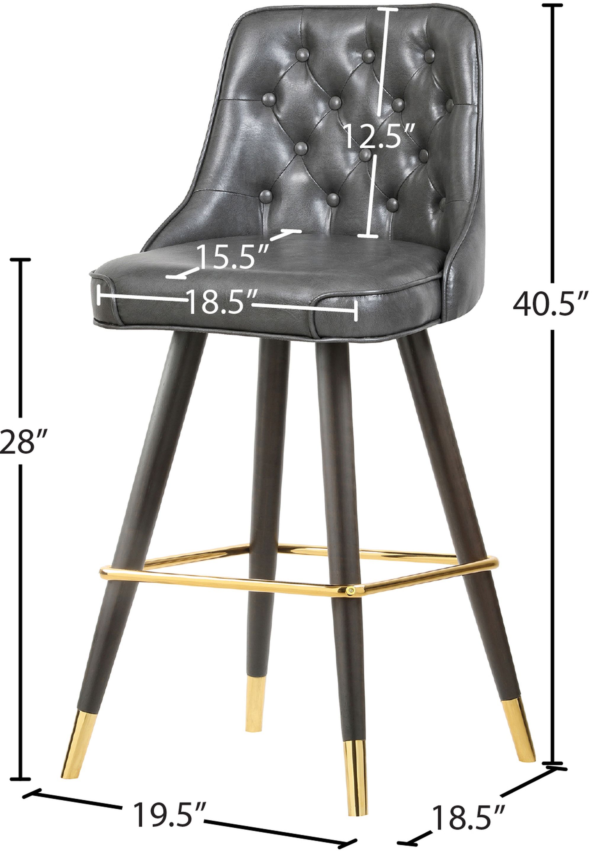 Portnoy Faux Leather Stool with Espresso Wood Legs, Gold Footrest & Gold Tips