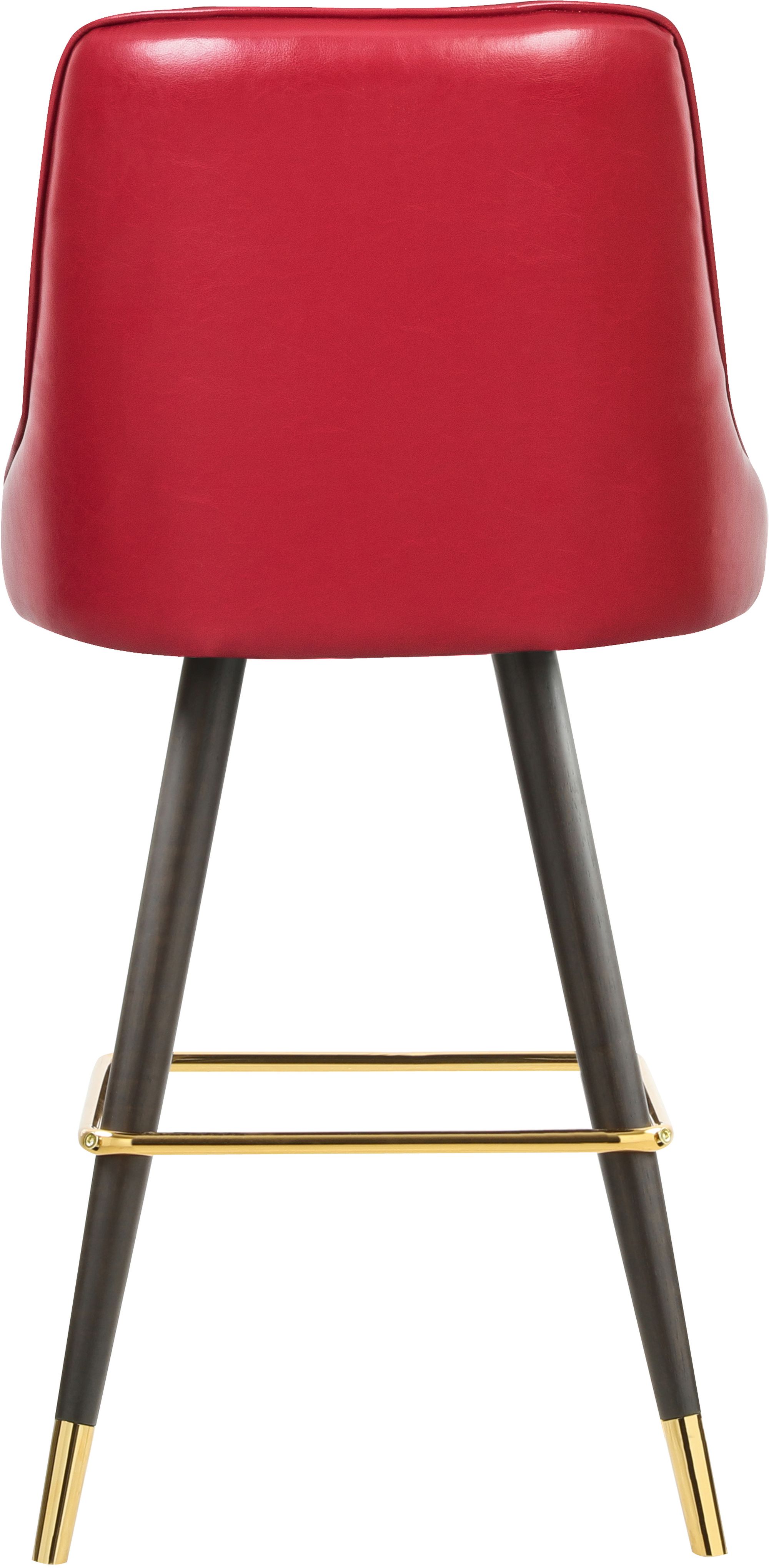 Portnoy Faux Leather Stool with Espresso Wood Legs, Gold Footrest & Gold Tips