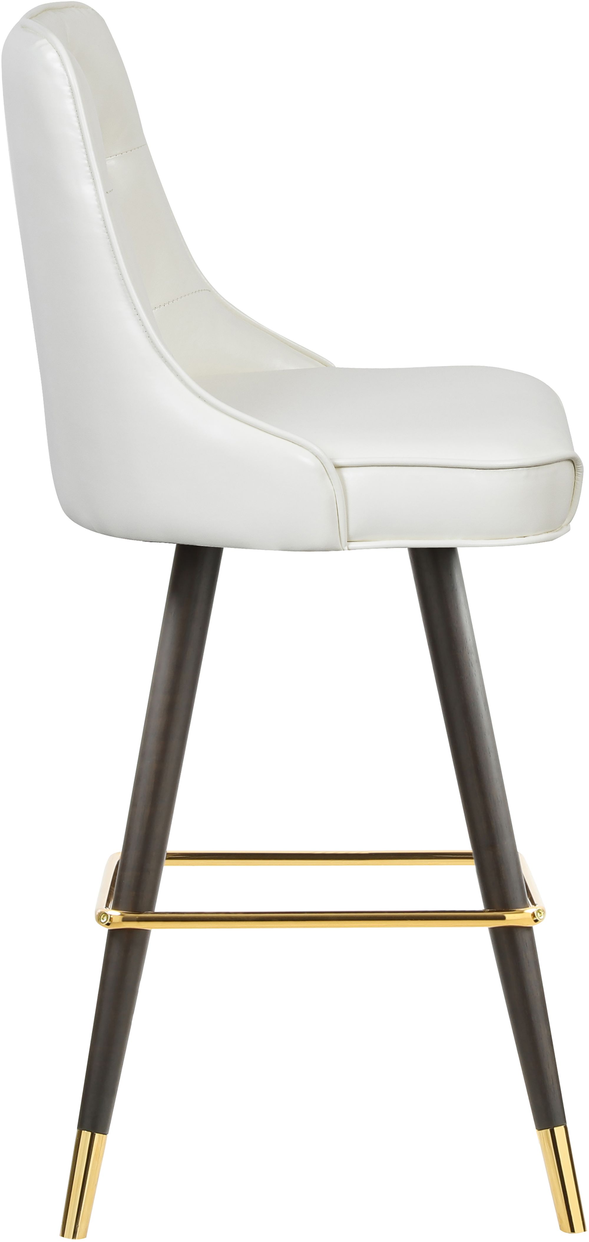 Portnoy Faux Leather Stool with Espresso Wood Legs, Gold Footrest & Gold Tips