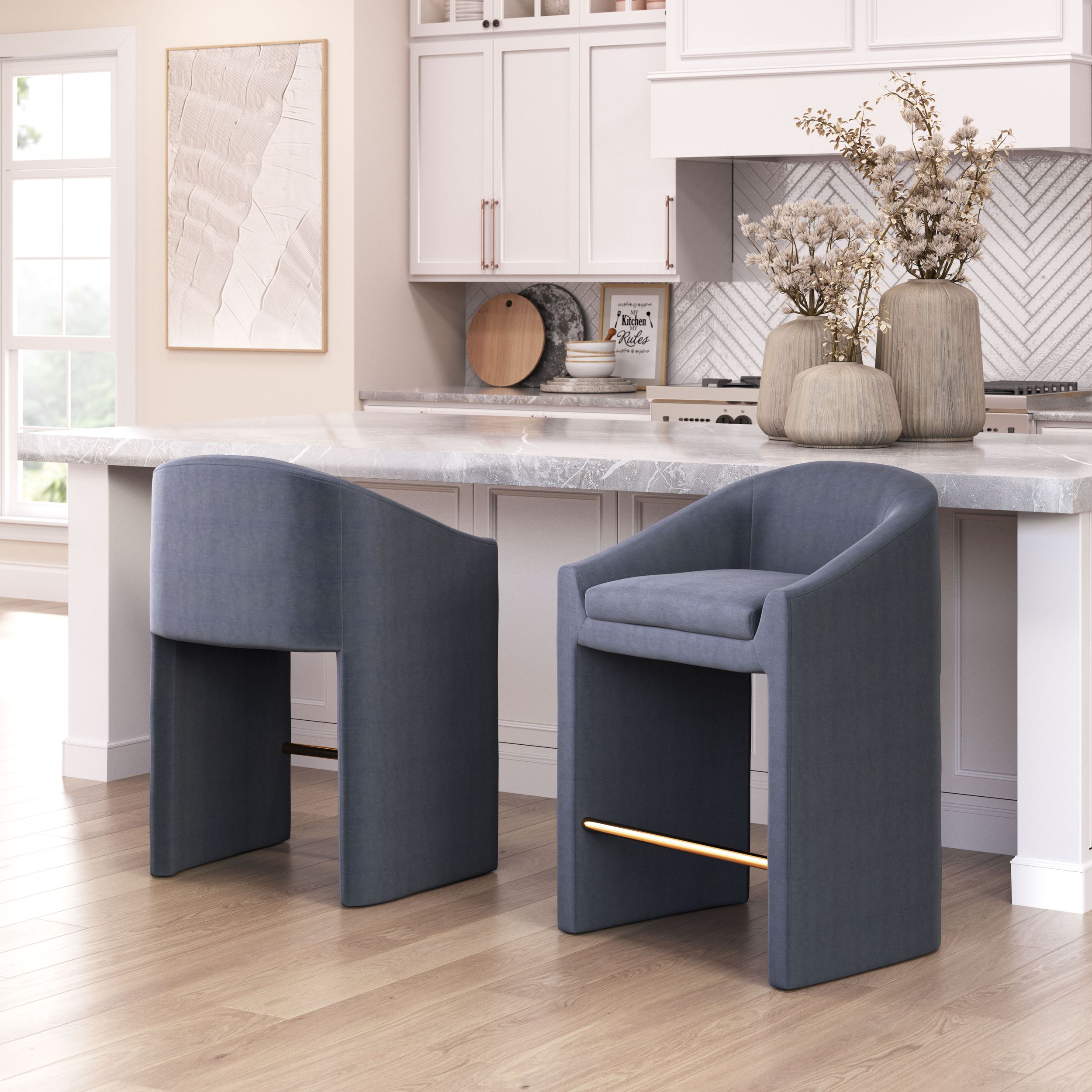 Emas Faux Leather/Steel Counter Stool