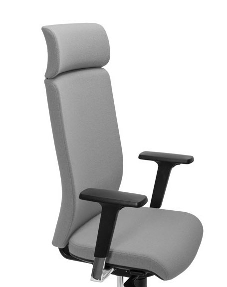 Aura Executive Chair w/Fixed Head Support; Adjustable Backrest & Seat, Synchronous Mechanism 5 Fixating Positions (Polished Aluminium Base)