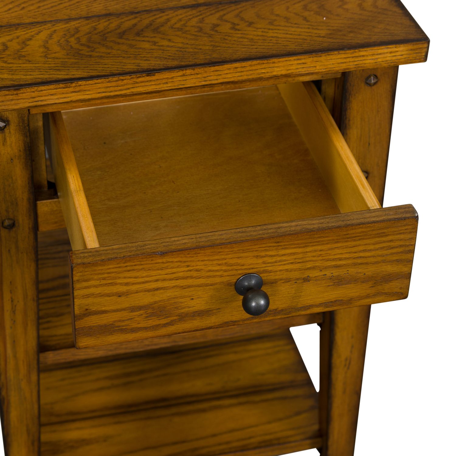 Lake House Square Wood Chair Side Table w/Drawer