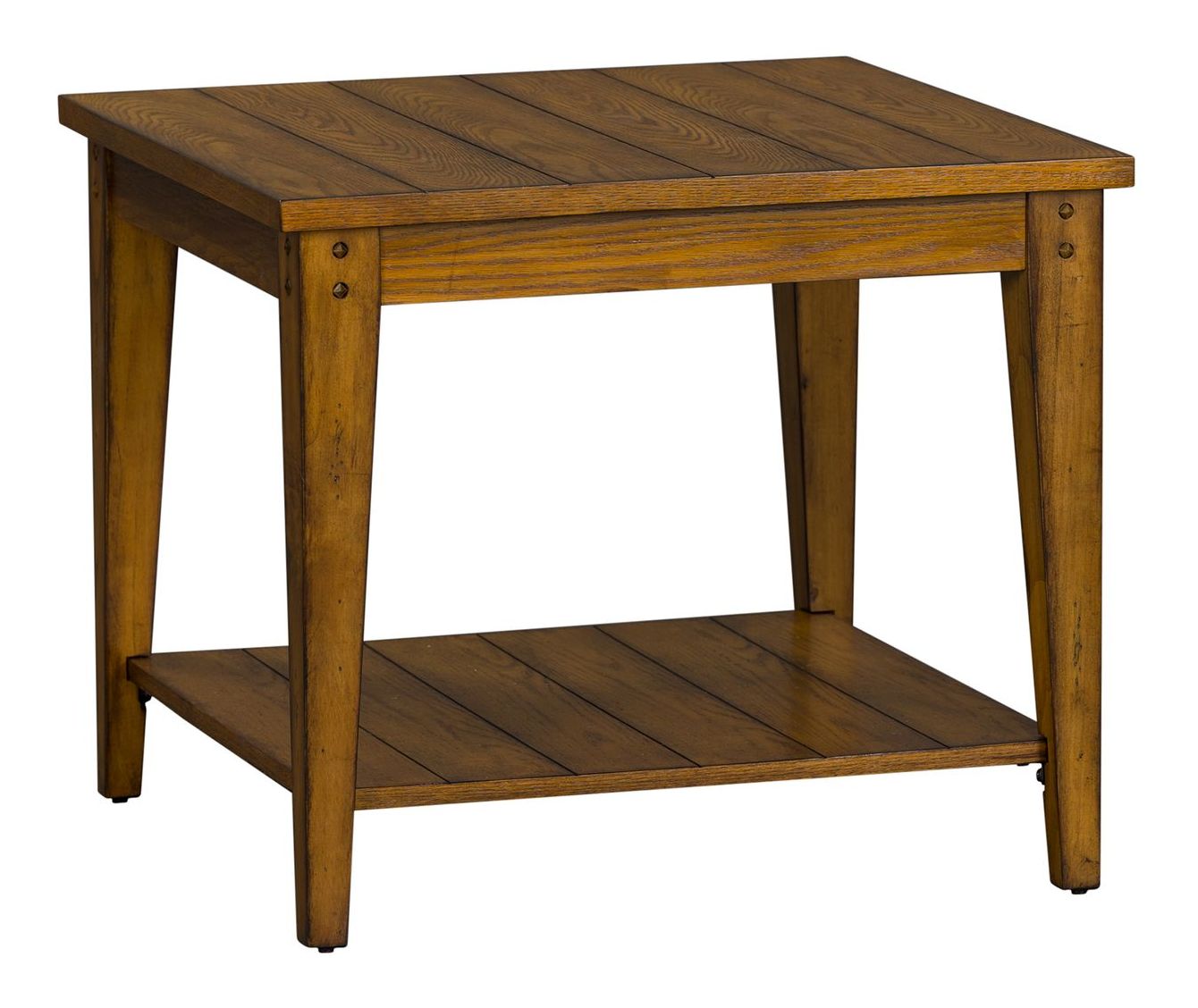 Lake House Square Lamp Table | Rustic Oak Wood Side Table